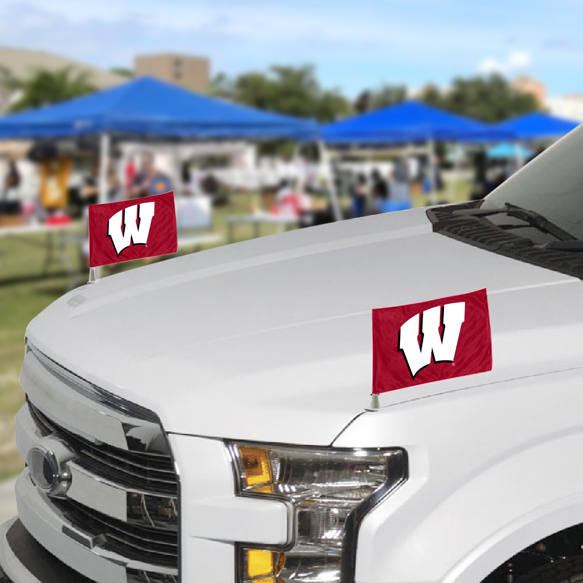 FANMATS 61938 Wisconsin Badgers Ambassador Car Flags - 2 Pack Mini Auto Flags, 4in X 6in, Perfect for Hood or Trunk