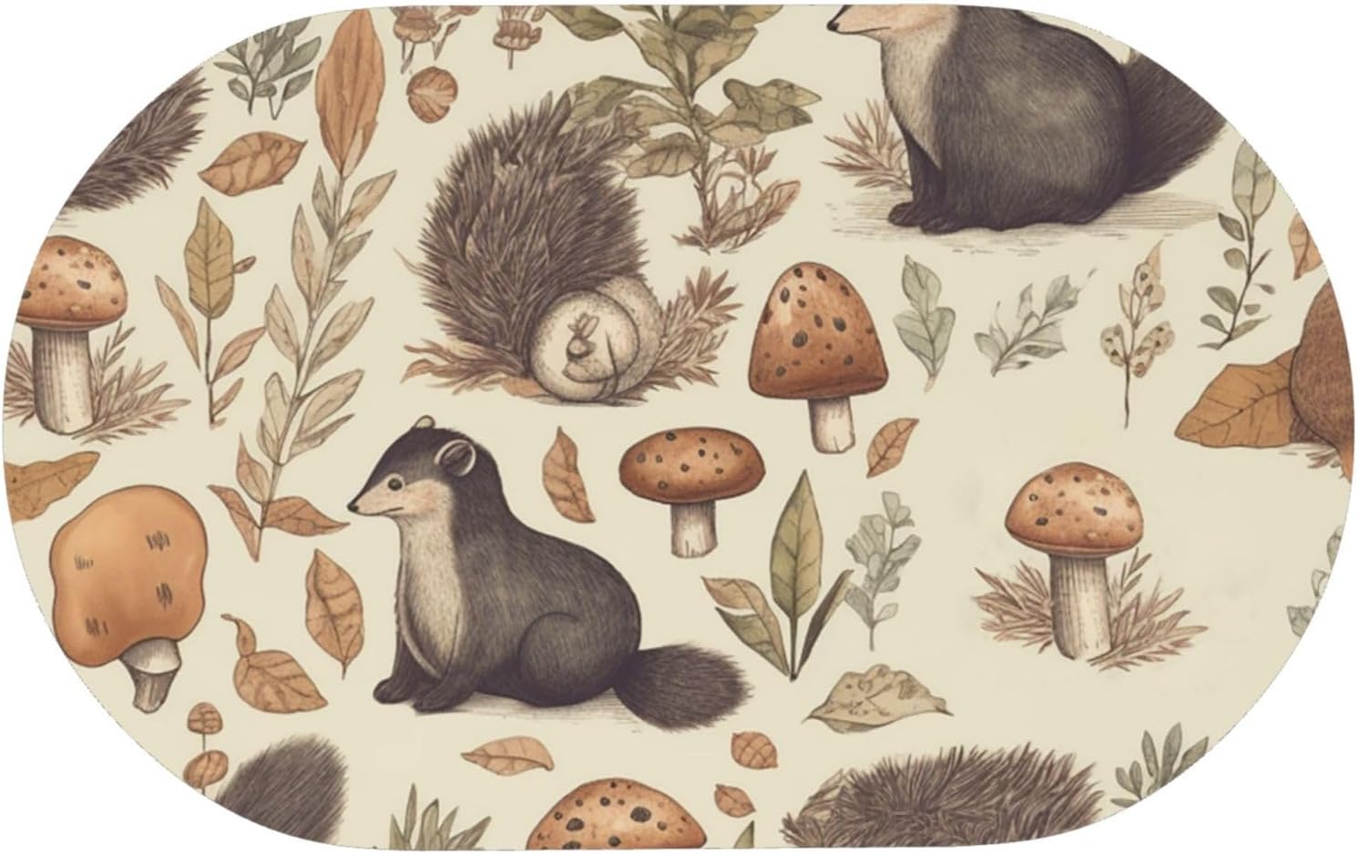 Stone Bath Mats Nature Lovely Hedgehog Squirrel Birds Diatomaceous Earth Bath Mat Super Absorbent Bathroom Floor Mat Quick Drying Diatomite Shower Mat for Shower Bathtub Bathroom Accessory 19.7x31.5in