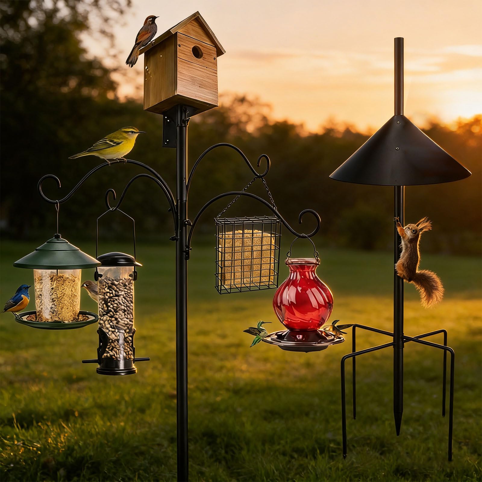 Elegante comedero de hábitat para pájaros al aire libre con accesorios reforzados y fácil montaje sin necesidad de herramientas, comedero con gancho