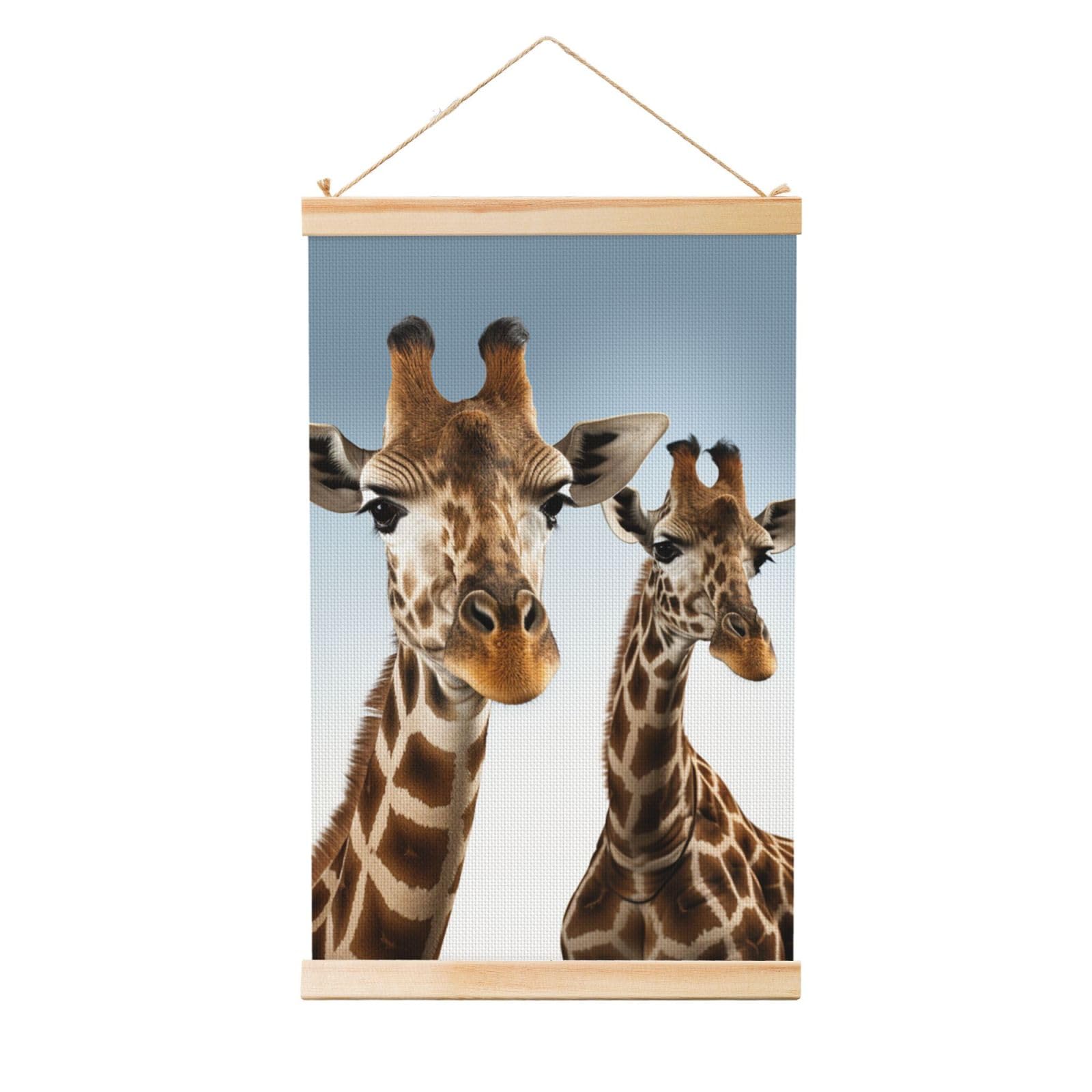 Necks of giraffe Poster Wooden Shaft Hanging Poster Wall Hanging Banner Canvas Artwork with Wood Frames 36"x24" Modern Artwork Decor Ready to Hang Wall Art for Home Decor Scroll Painting