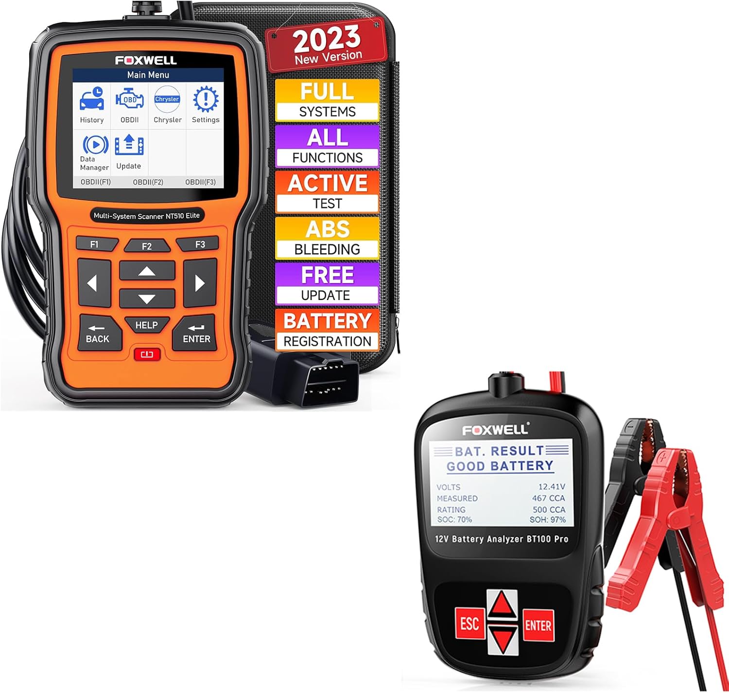 FOXWELL Car Battery Tester Analyzer BT100 Pro 12V