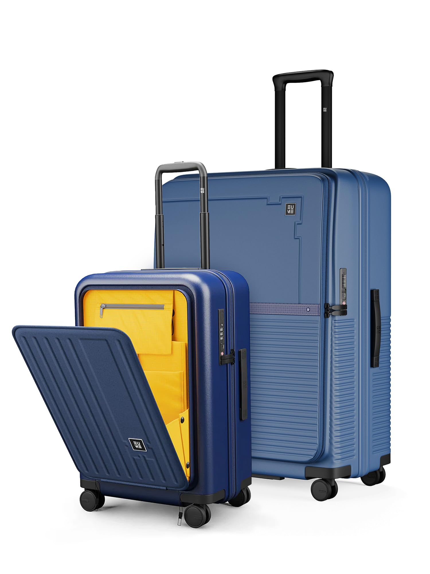 eume Cabin Pro 20" + Aerotop Check-in Large Trolley Bag Set of 2| 57cm Cabin Bag with Laptop Compartment + Large Top Open Expandable Check-in Luggage | Polycarbonate | Blue-picture-52