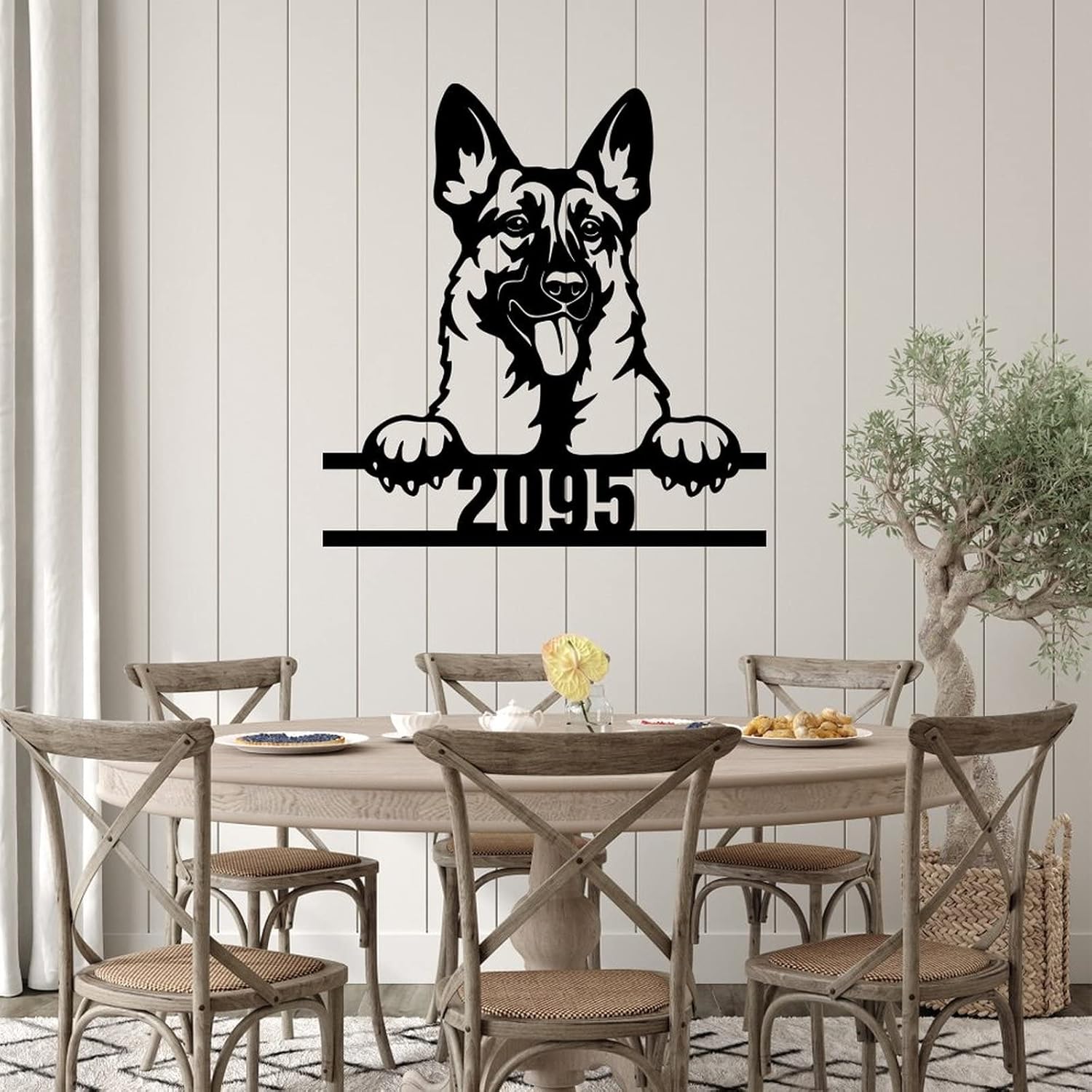 Funlucy Address Sign Personalized House Number Metal Sign Peeking Dog Sign with Pet Dog Personalized Metal Letter Word Sign Simple Laser Cut Metal Wall Artwork Sign for Workshop Entryway Decorations 1