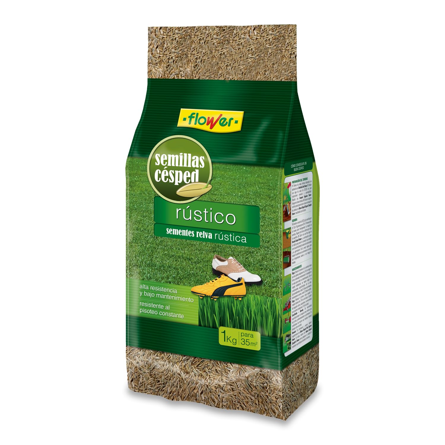 Flower - Heavy Duty Rustic Grass Seeds 1kg | Fast Growing | Ideal for Passage Areas | Low Maintenance | Covers 35m2 | Drought Resistant - 1