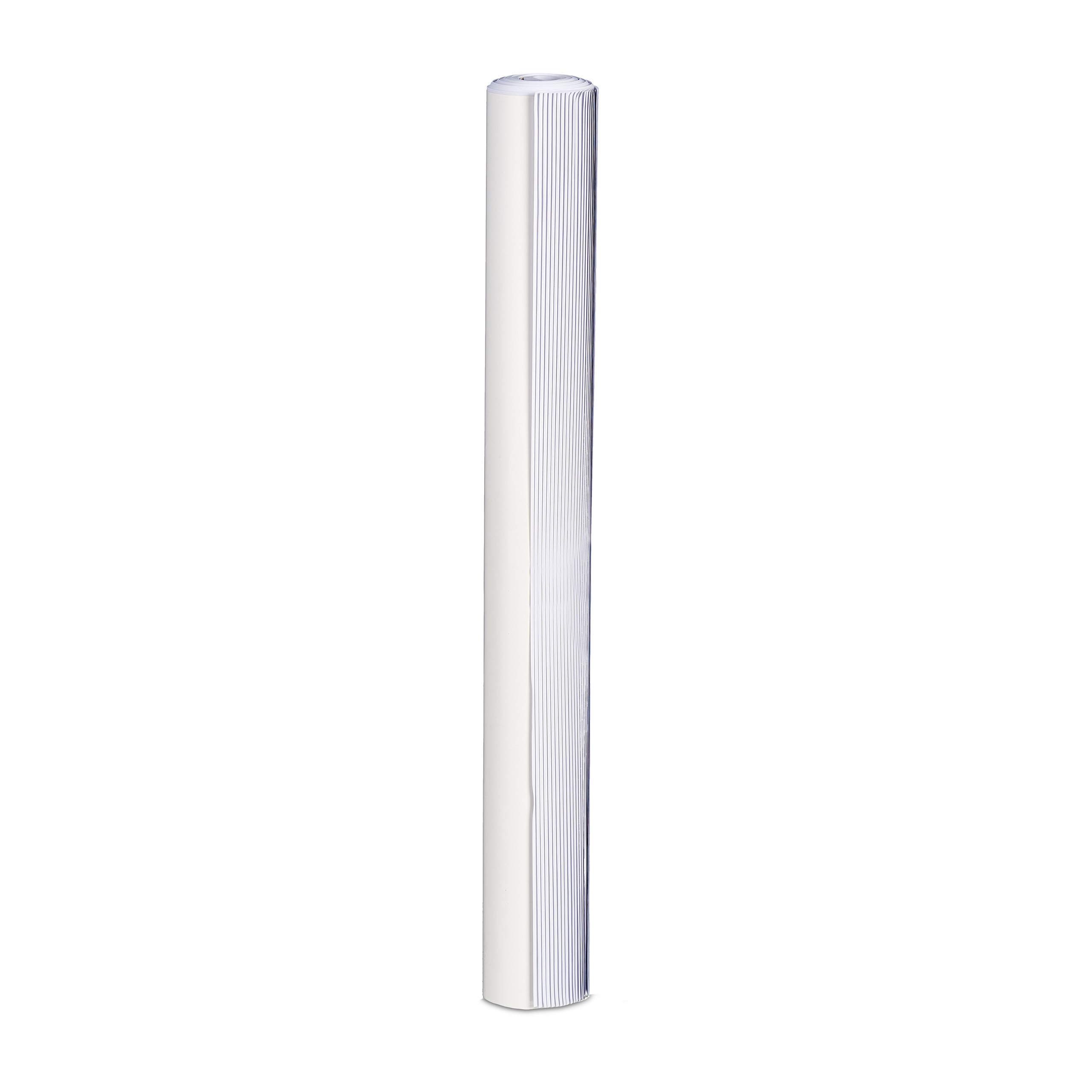 Relaxdays Papel de Rotafolio, Rollo de 50 Hojas a Rayas, Bloc Pizarra, 60 g/m², 6 Perforaciones, 57,5 x 81 cm, Blanco