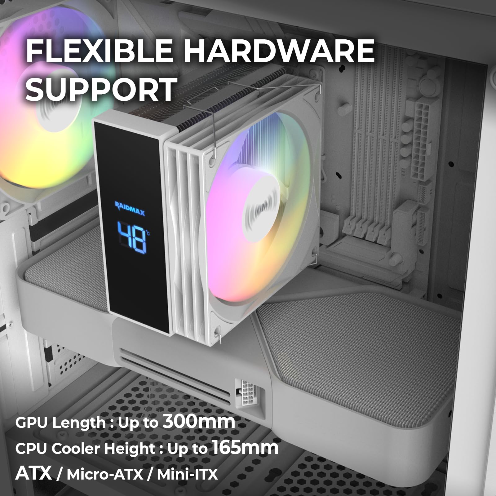 RAIDMAX V217 ATX Mid Tower Mesh Gaming PC Case, diseño de panel frontal de alto flujo de aire, 4 ventiladores ARGB de 120 mm preinstalados, panel lateral de vidrio templado, soporta GPU de 305 mm