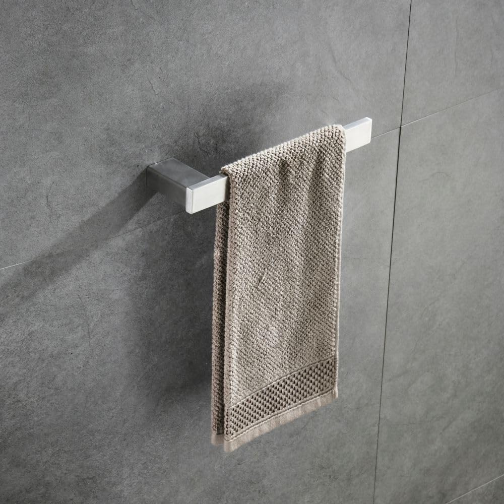 Kit de accesorios de baño - 4 piezas en acero circulante 304 - Diseño moderno con fijación invisible - Acero cepillado - 5