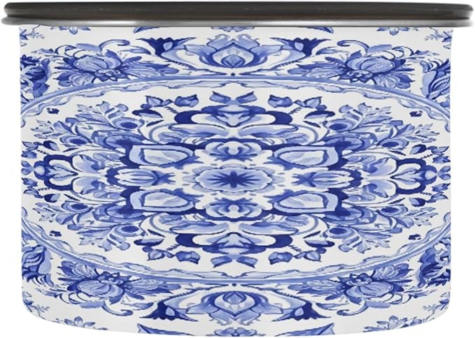 Frasco de café de porcelana azul y blanco 30oz hermético acero inoxidable miniatura 4