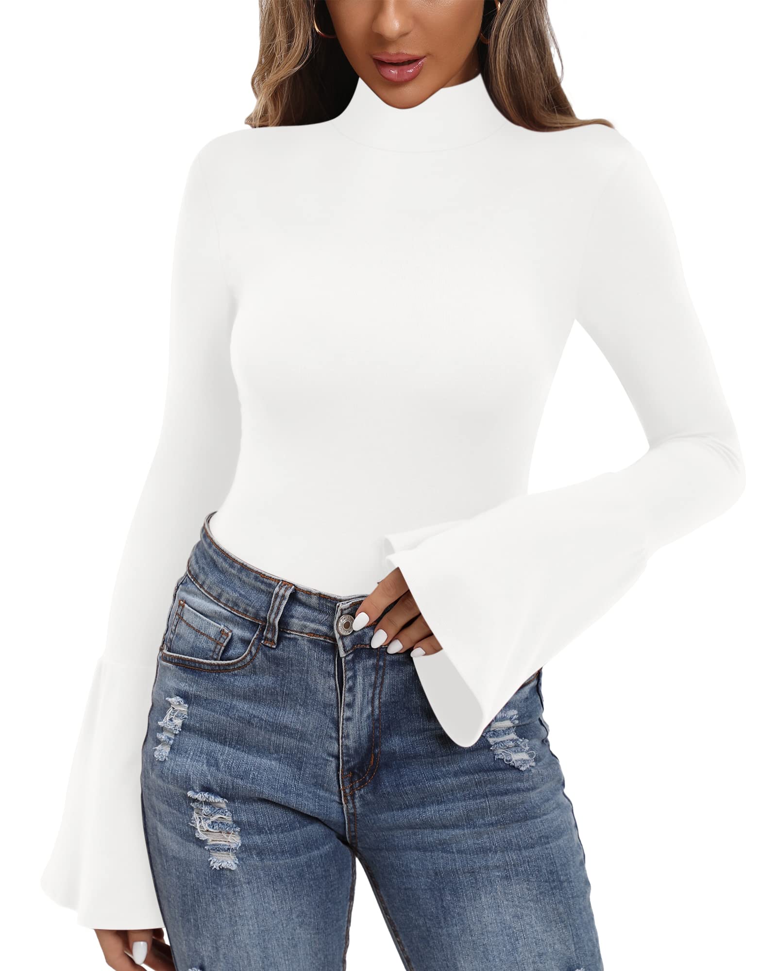 MANGOPOP Women's Scoop Neck Short Sleeve Bodysuit - Stretchy Basic Shirt With Snap Closure, Red, Size XX-Large - View #3