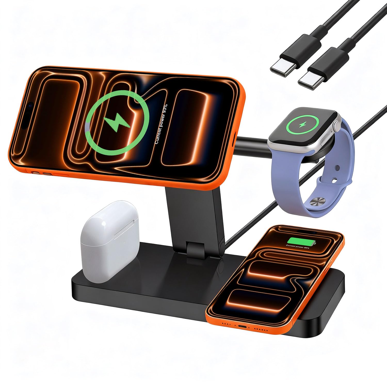 Photo 1 of 25W Magnetic Wireless Charging Stand 4 in 1 Wireless Charging Station for Mag-Safe,iPhone 17 Pro Max/17 Air/16 Pro/16 Plus/15/14/13/12 mini,AirPod Pro,Apple Watch