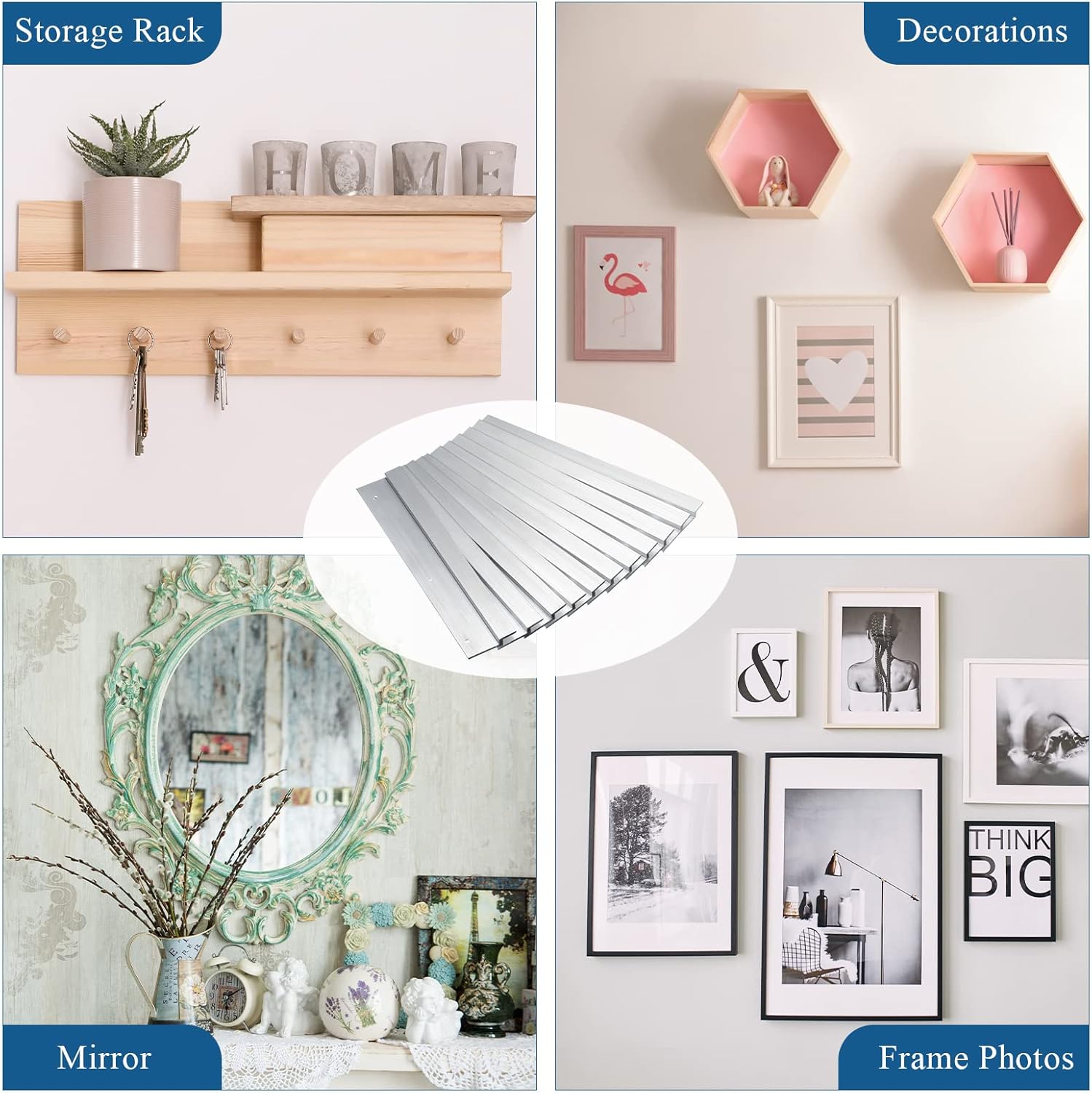 24 Pack French Cleat Hanger Headboard Wall Mounting Brackets Cleat Picture Hanger Kit Z Bar Supports with Plastic Expansion Tube Screws Silicone Dots for Picture Mirror Whiteboard (12 Inch)