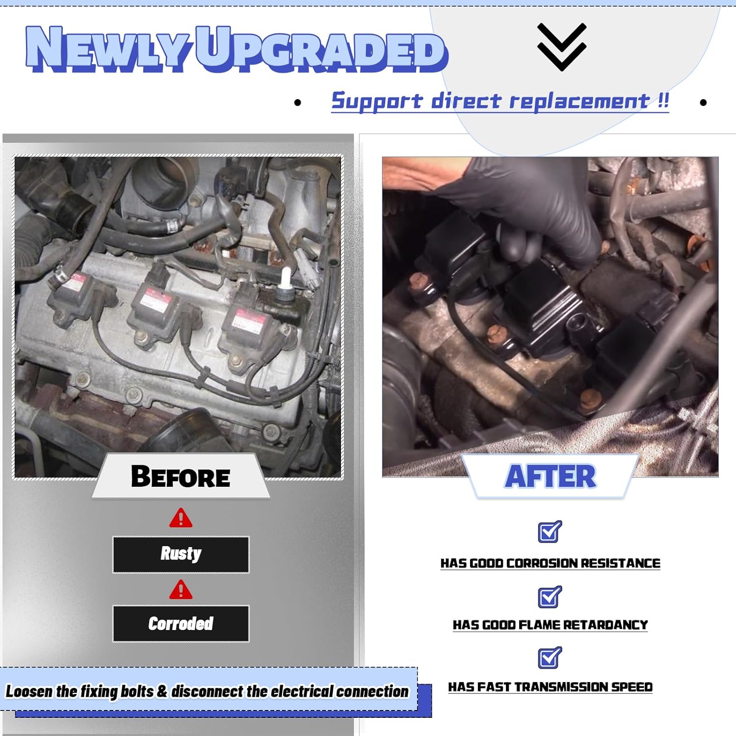 3PCS UF156 Ignition Coils & 6PCS Iridium Spark Plugs & 3PCS Spark Plug Wires Set for Toyota 4Runner T100 Tacoma Tundra V6 3.4L 1995-2004