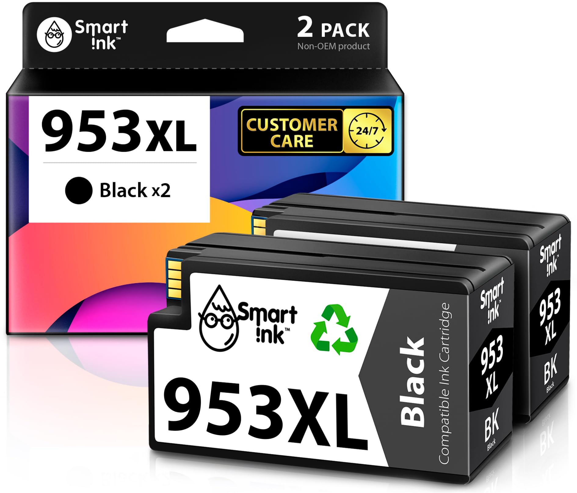 Smart Ink Cartuccia d'inchiostro compatibile di ricambio per HP 953XL 953 XL 2 Multipack (2 nero XL) con tecnologia chip avanzata da utilizzare con stampante HP Officejet Pro 7720 7730 7740 8710 8715