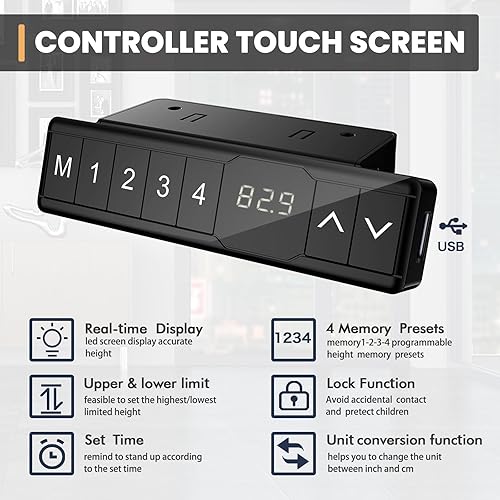 Miniatura 6 de Marco de escritorio eléctrico de doble motor, carga resistente, patas de escritorio ajustables de altura de 264 libras, marco de escritorio sentado