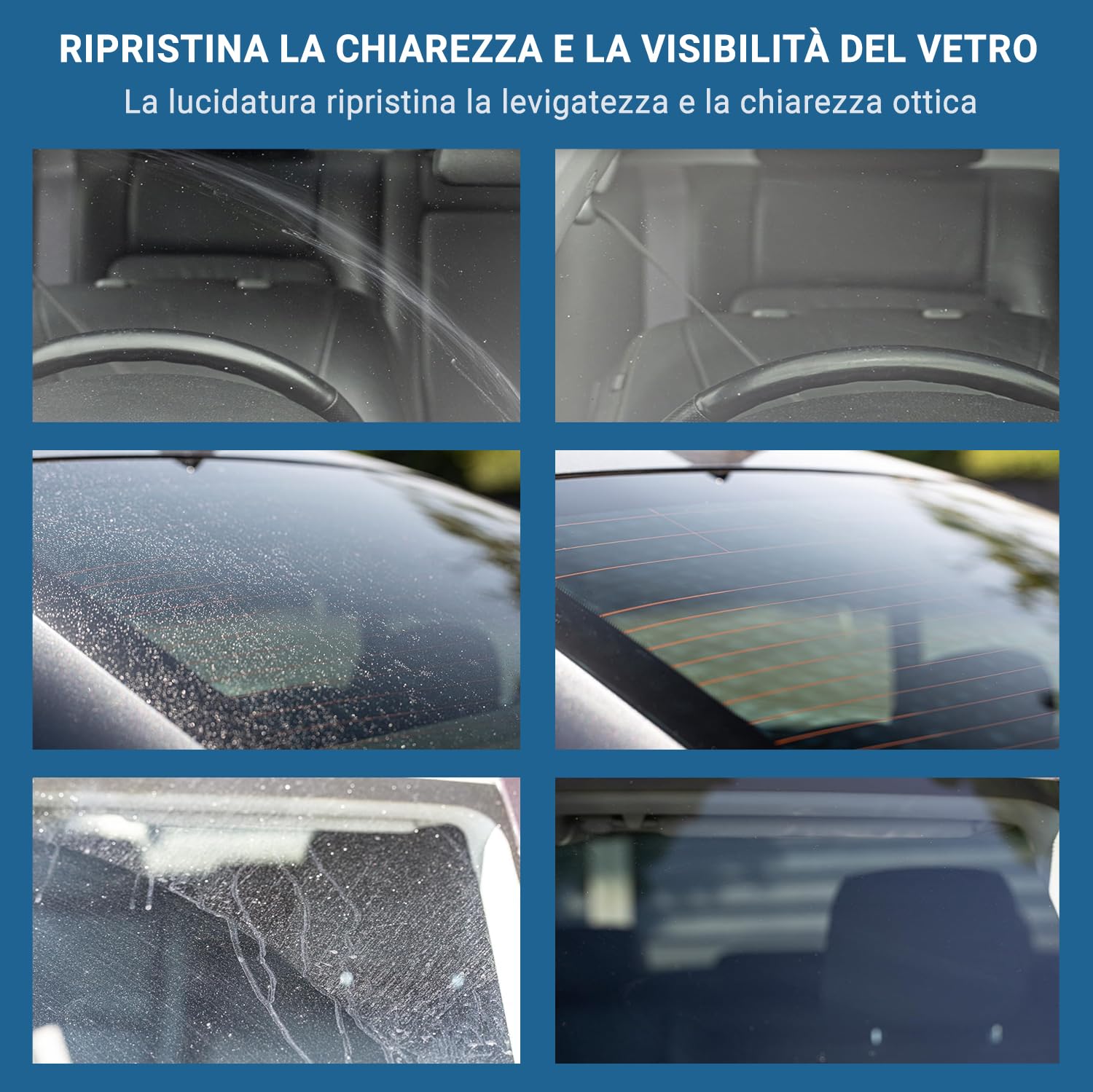 Glass Polish - Kit di lucidatura del Parabrezza - Riparazione del Vetro dell'auto Fai da Te da 75mm - Rimuovi i Danni dalla Spazzola del tergicristallo e ripristina la chiarezza e la lucentezza.