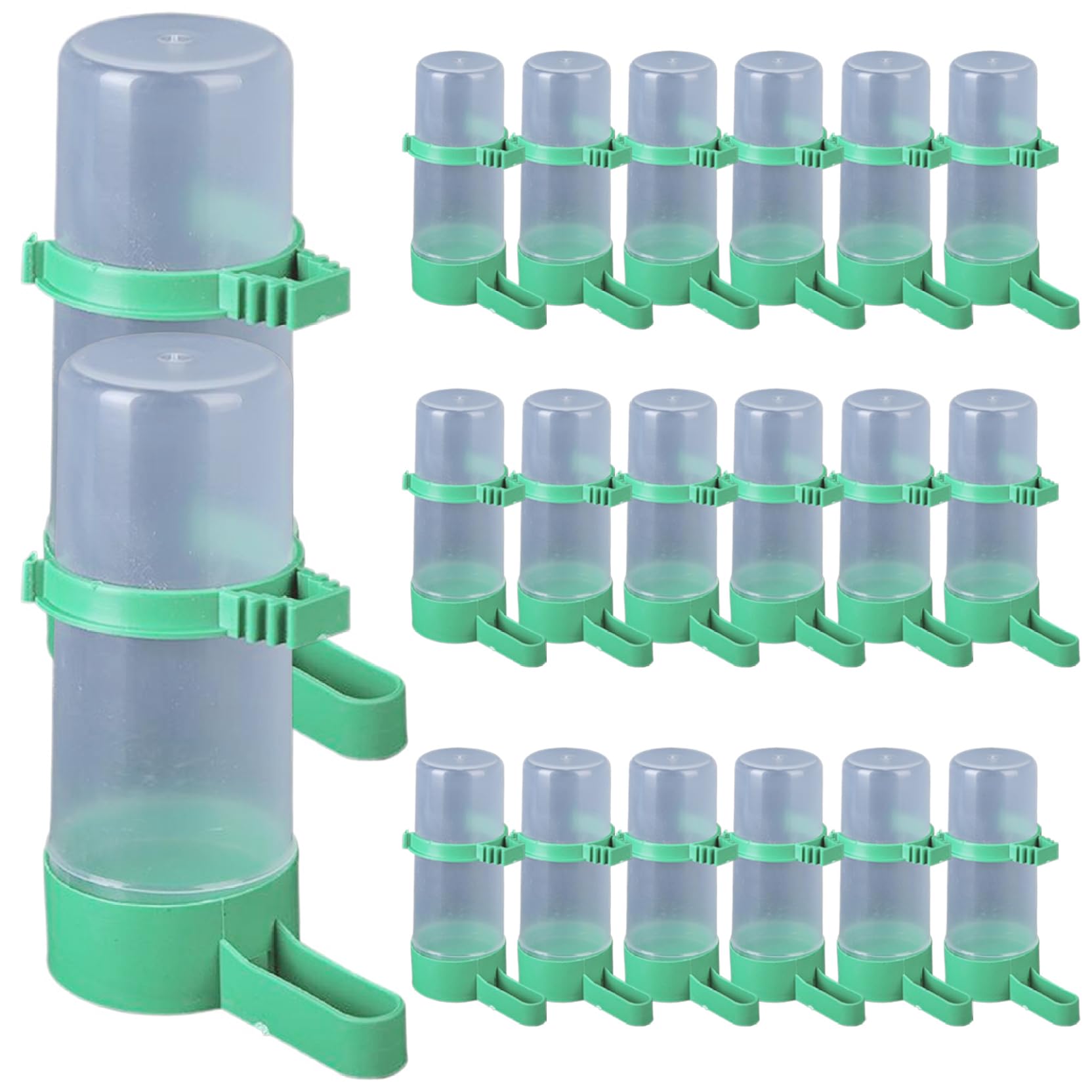20Pcs Bird Water Dispenser, Large Capacity Automatic Feeder, Multifunctional Cage Drinker Bottle, Dispenser