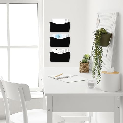 Miniatura 10 de Colarr Juego de 6 archivos de pared de bolsillo expandibles, de plástico, para ahorrar espacio, organizador de pared transparente para oficina,