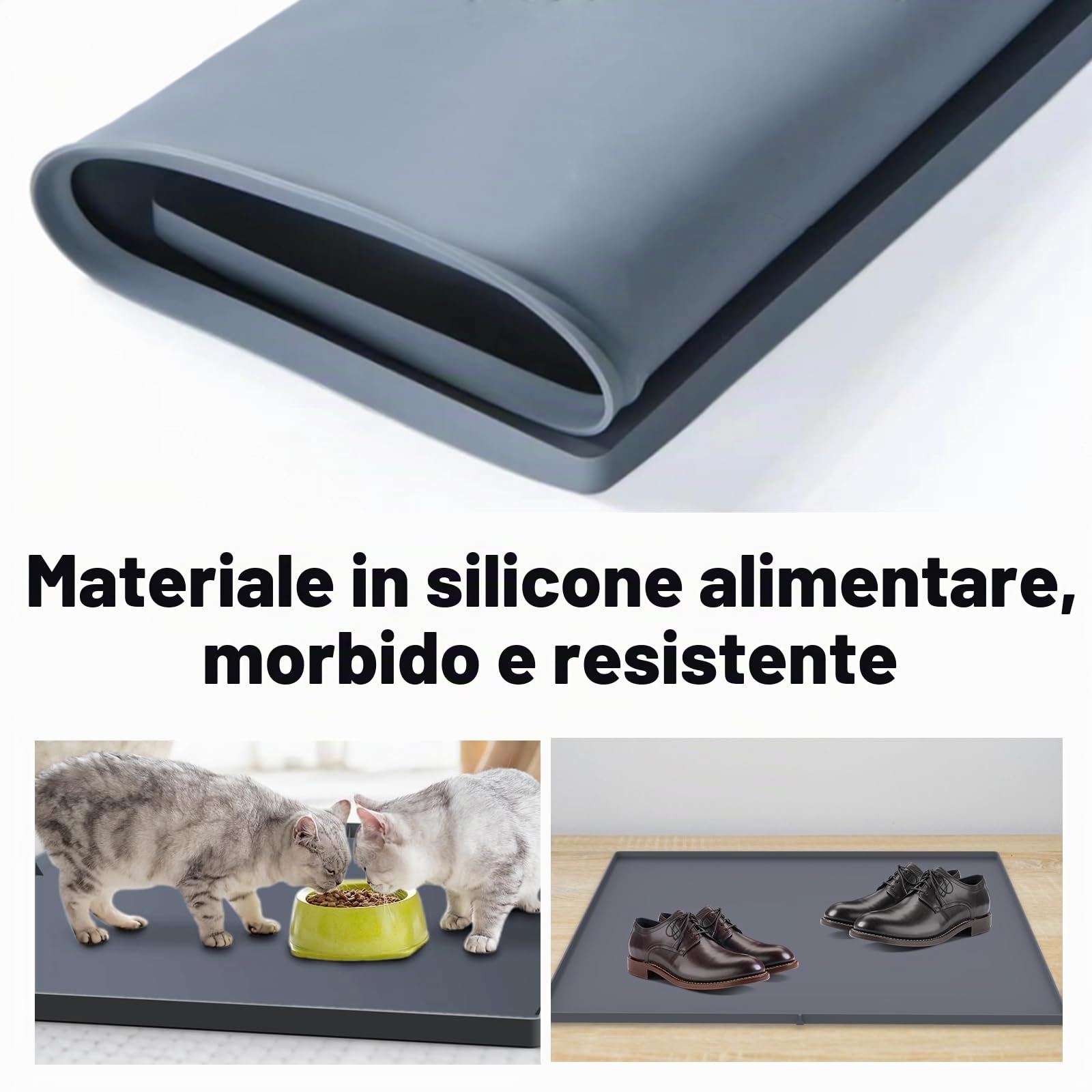 Tappetino sotto lavello con design unico con foro di scarico, 86,4 x 55,9 cm, in silicone, per lavello da cucina, bagno, tappetino e protezione per gocciolamenti e fuoriuscite
