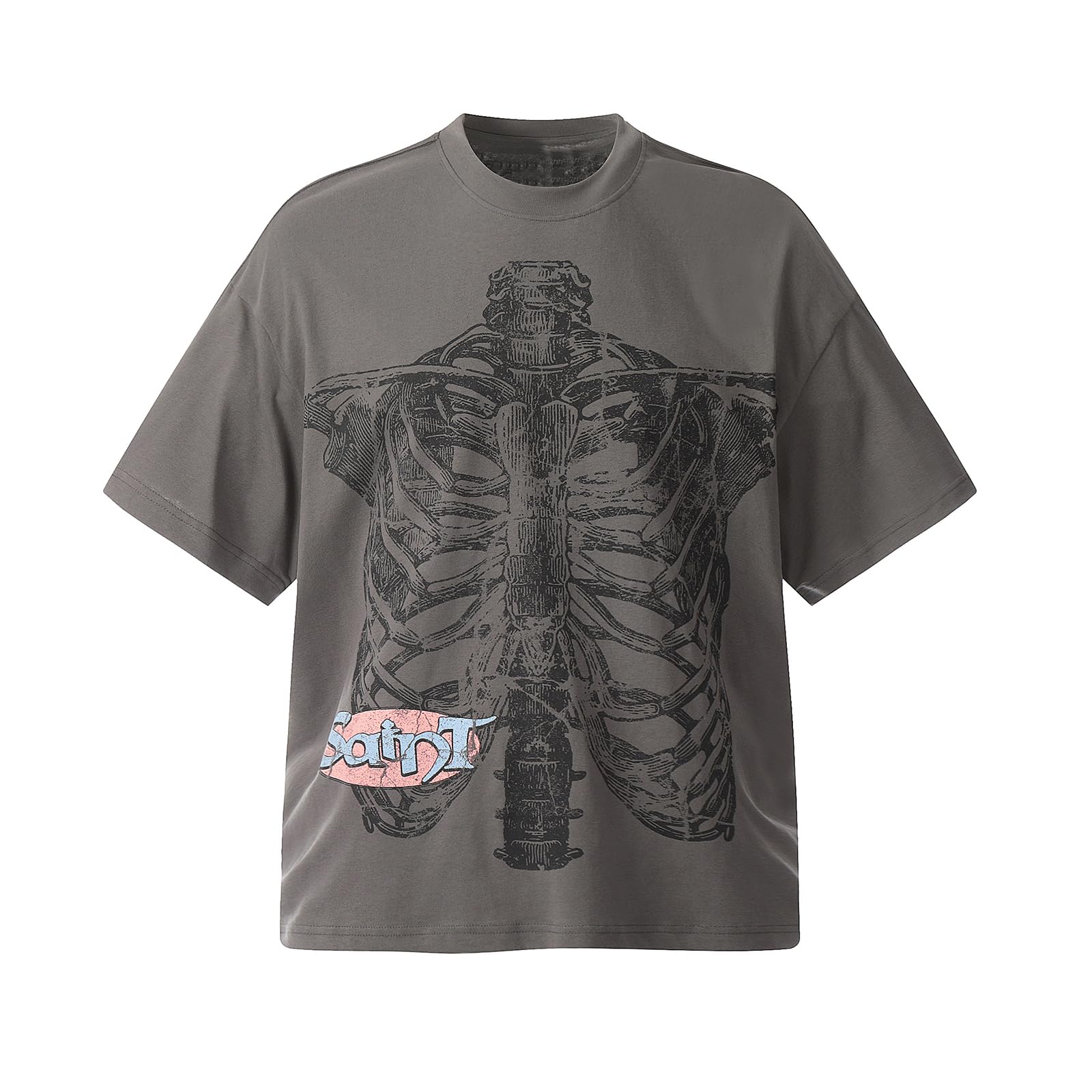 Arnodefrance Men Vintage Graphic Printing T-Shirt Hip Hop Rapper Tee Shirt Cotton Short Sleeve Shirt X-Large Grey