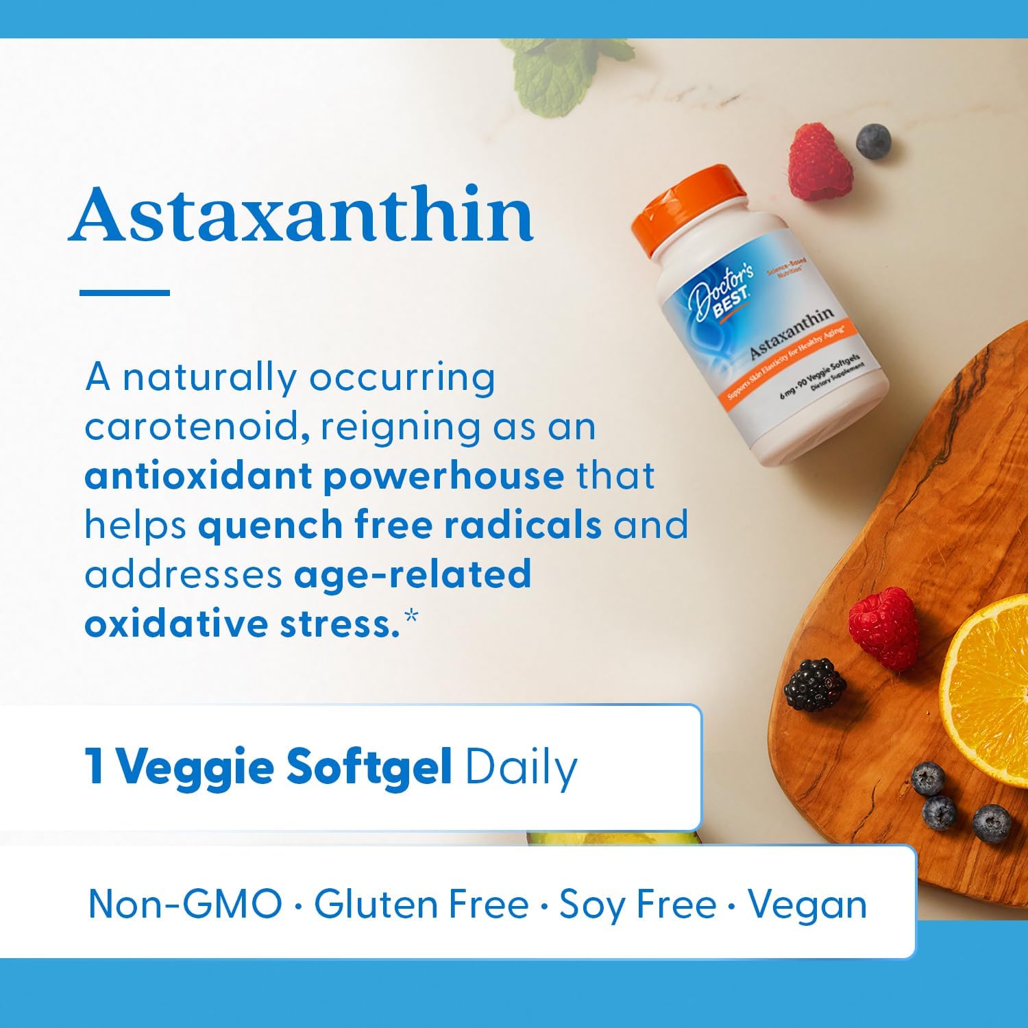 Doctors BEST Astaxanthin with AstaReal, Supports Skin Elasticity for Healthy Aging, Non-GMO, Gluten Free, Soy Free, Vegan 90 Veggie Softgels - Image 4