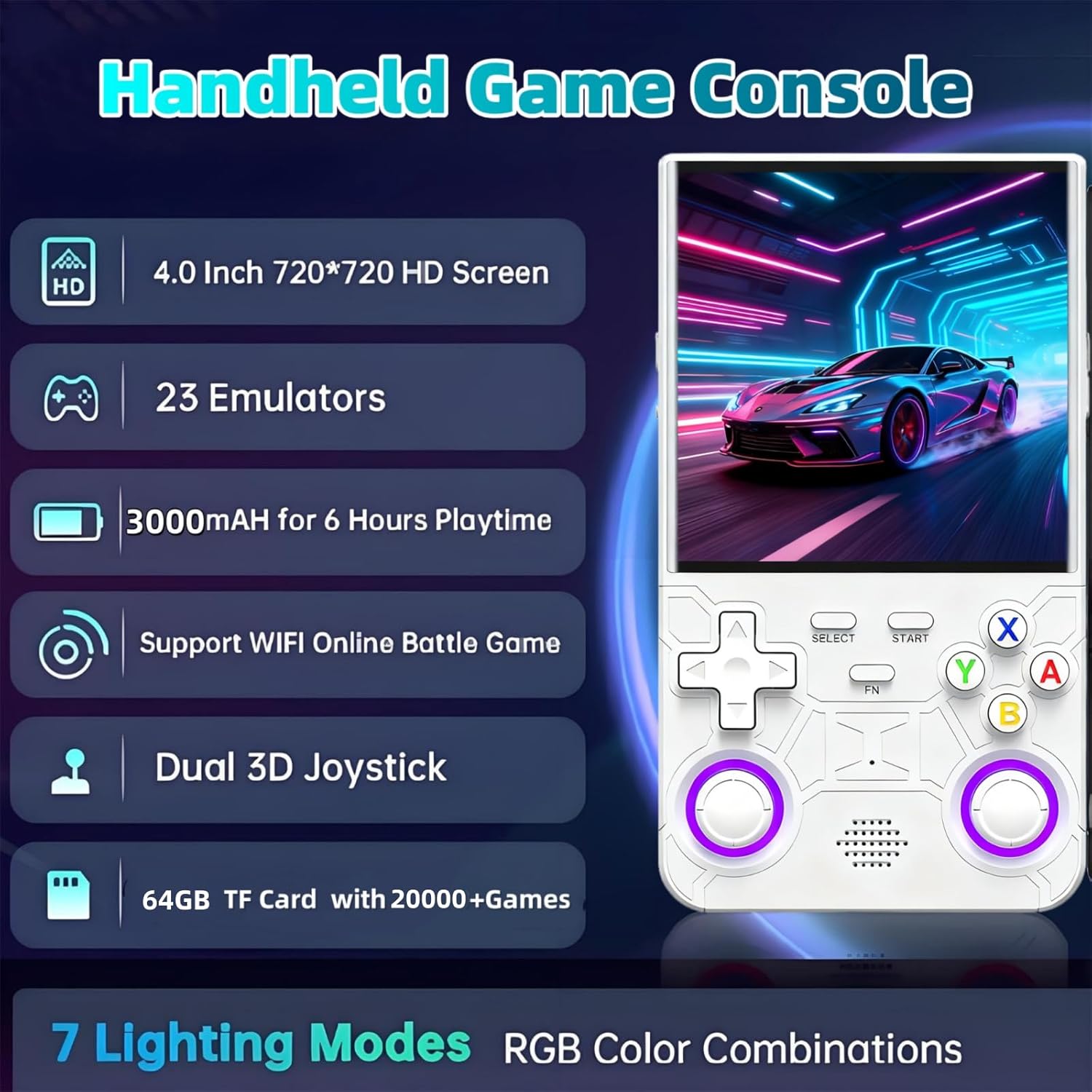 R36 Ultra Retro Handheld Game Console-4-Inch IPS Screen, Dual Joystick Portable Gaming, Over 20K Games Mini Video Games Console,Supports 20+ Emulators,Linux-Based Retro Gaming Console (White) - Image 2