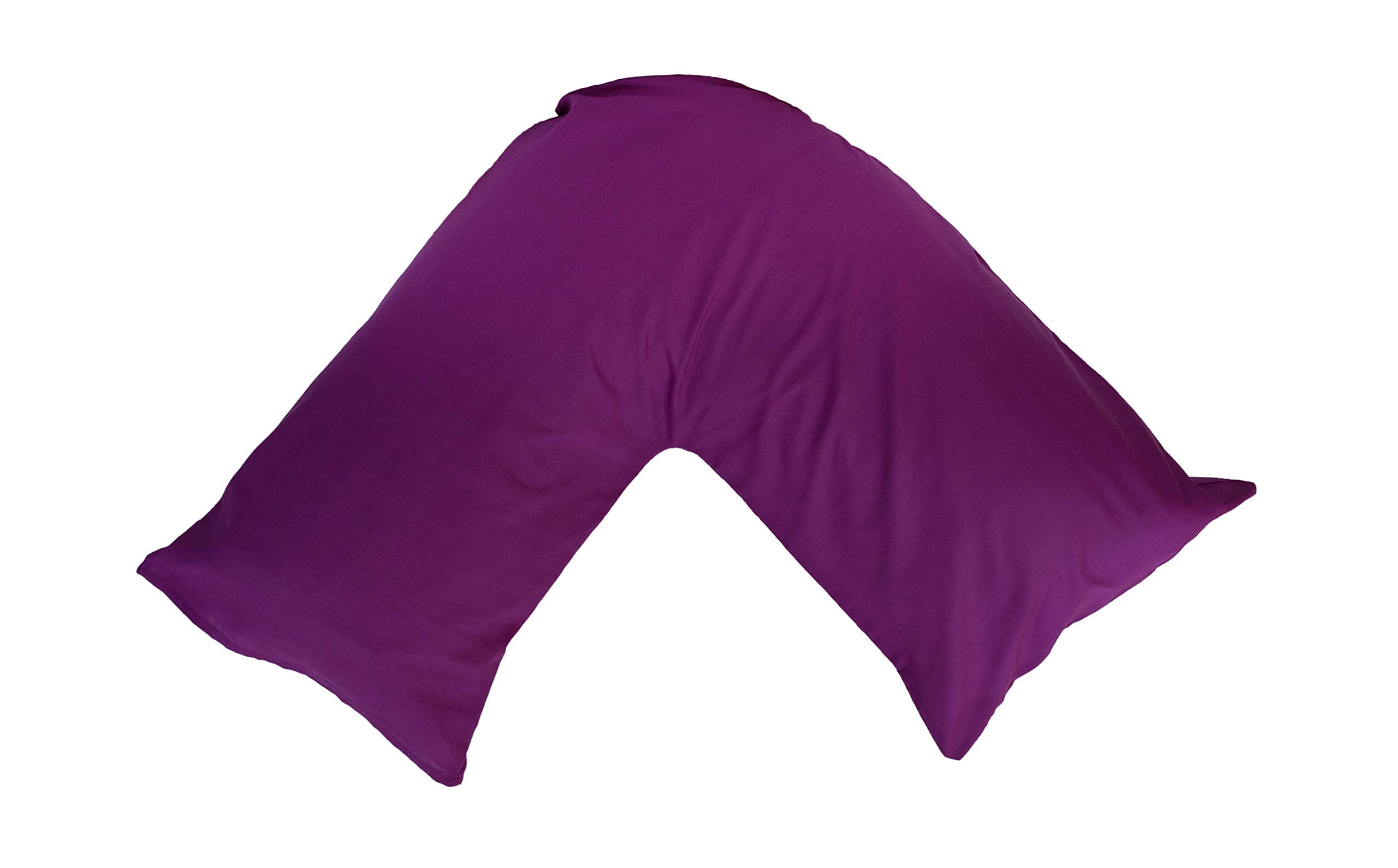 AR V Shaped Pillowcase Polycotton Back & Neck Support V Orthopedic/Pregnency/Nursing Pillow Case Color Plum
