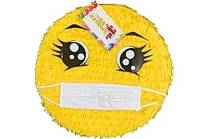Emoticon Pinata with Face Mask - Stay Safe Party Pinata Face Mask Coronavirus Pinata