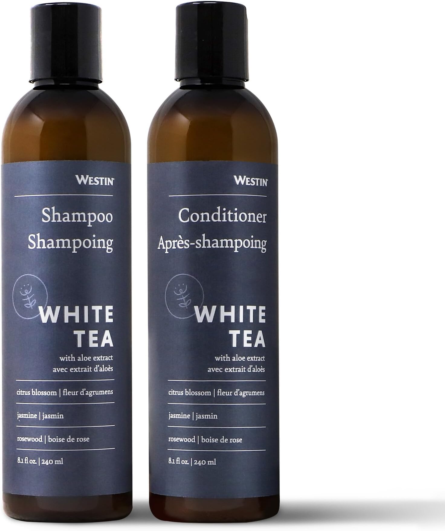 Westin Shampoo & Conditioner Set with Signature White Tea Aloe Scent - Hydrating, Moisturizing, Repairing Hair Care for Normal Hair - 8-ounce Bottles - Hotel Amenity Set