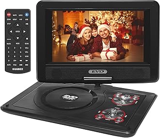 11.5" Portable DVD Player with 9.5" Swivel Screen, 5-Hours Rechargeable Battery,Car DVD Player,Support CD/DVD/SD Card/USB,Regions Free,Dual Speakers, Black…