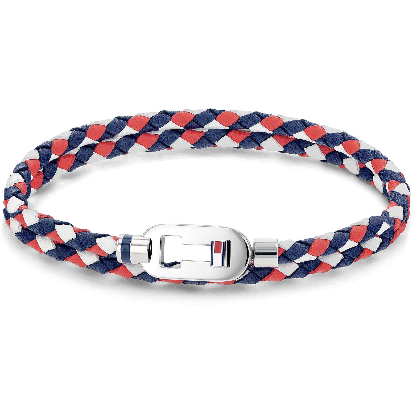 Tommy Hilfiger Jewelry Pulsera para Hombre de Piel Rojo, Blanco y Azul - 2790387