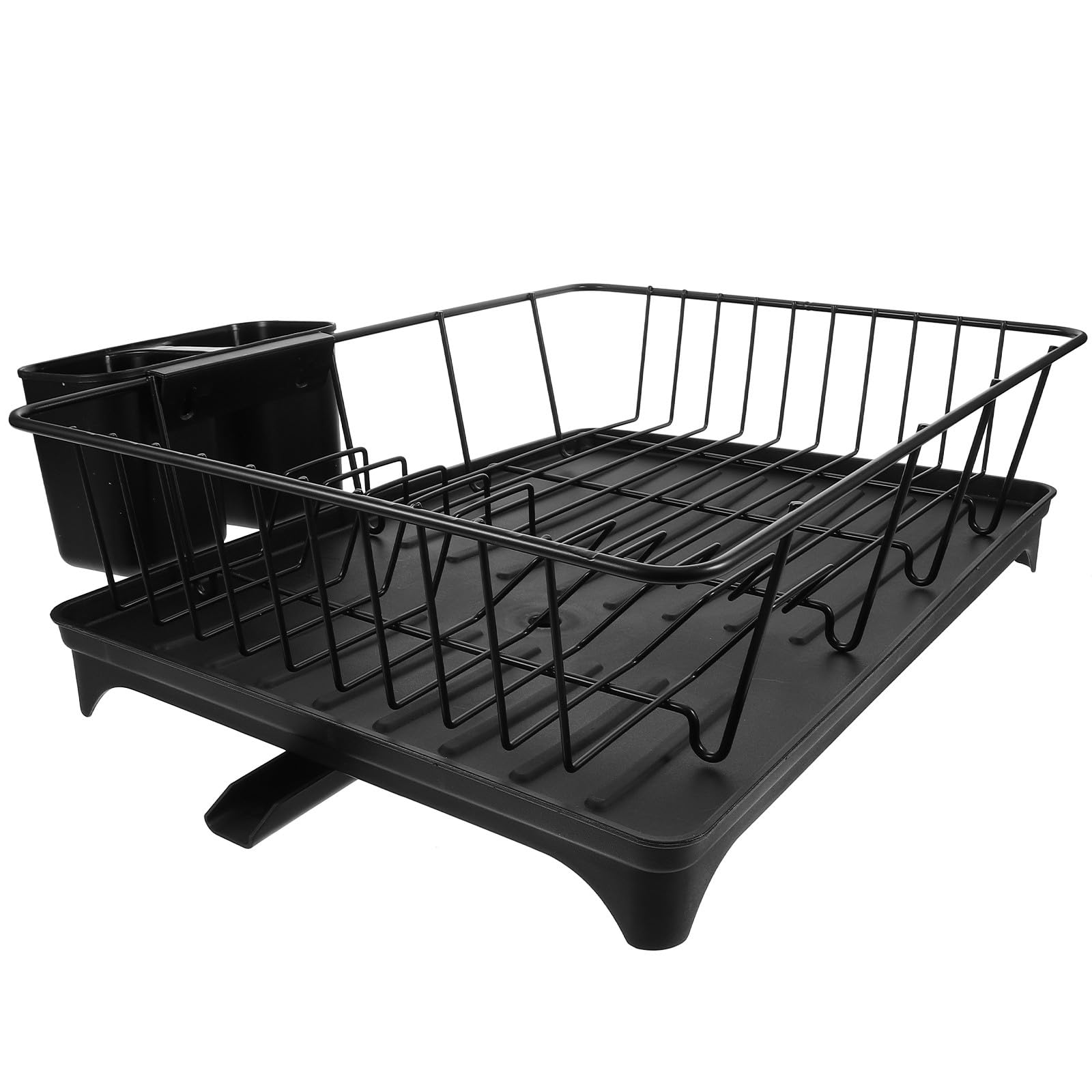 Escurridor para Mantener de Gran Capacidad Negro Platos de la Soporte para y Sistema de Drenaje Seca Cubiertos en Encimera Cocina