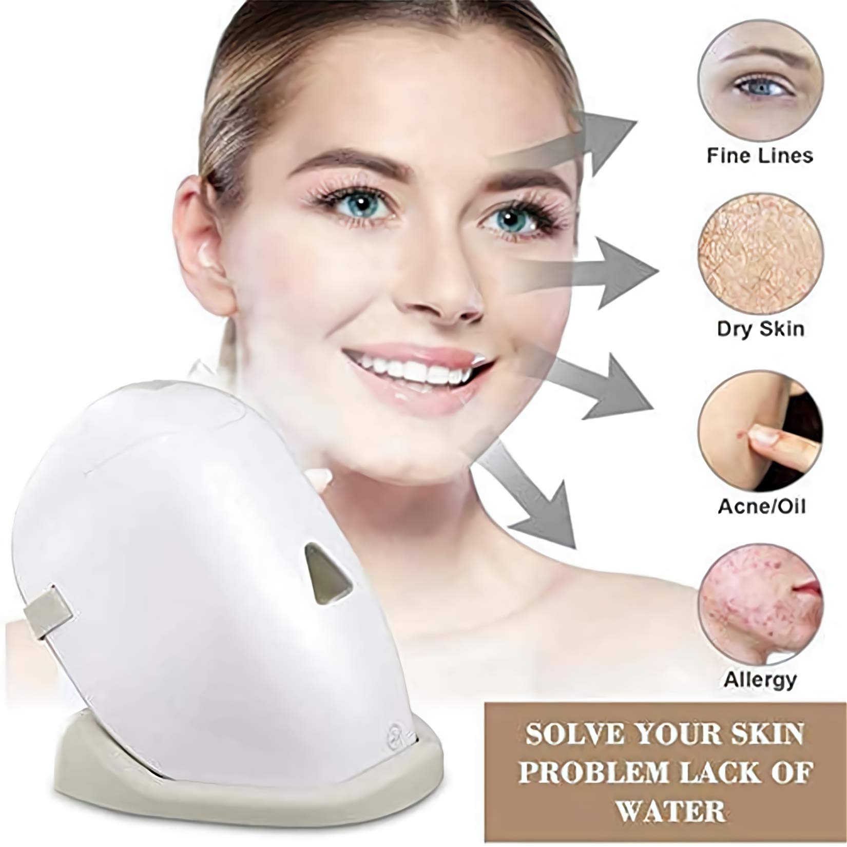 Maska parowa do twarzy z regulacją temperatury - Nano Ionic Steam Mask Sauna SPA Face Nawilżacz Atomizer do oczyszczania porów/nawilżania i odmładzania skóry twarzy