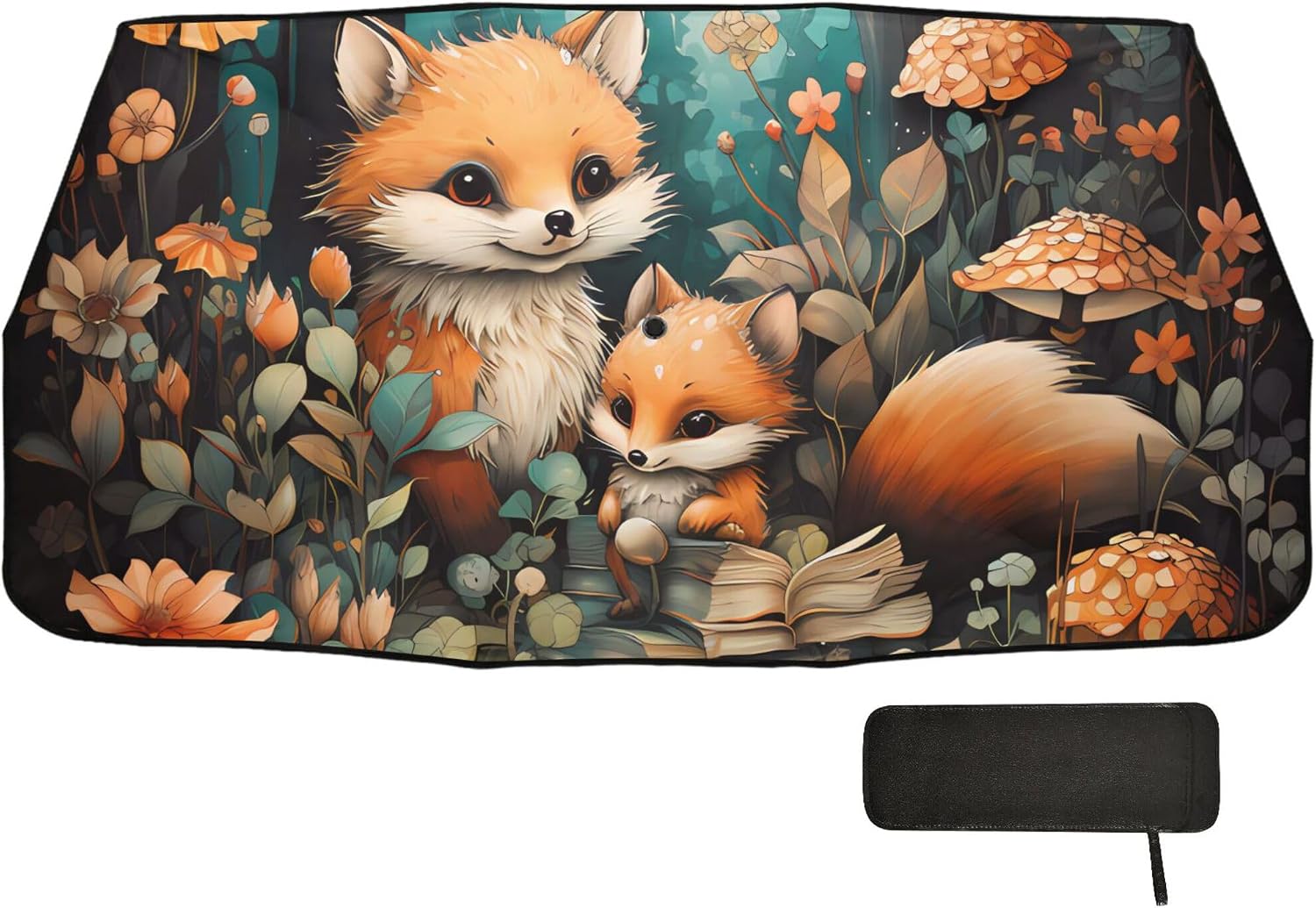 Car Umbrella Sun Shade Cover, Forest Fox Umbrella Sun Shade for Car Truck Window Front Windshield, Blocks UV Rays Sun Visor Protector Sun Heat Reflector to Keep Your Vehicle Cool