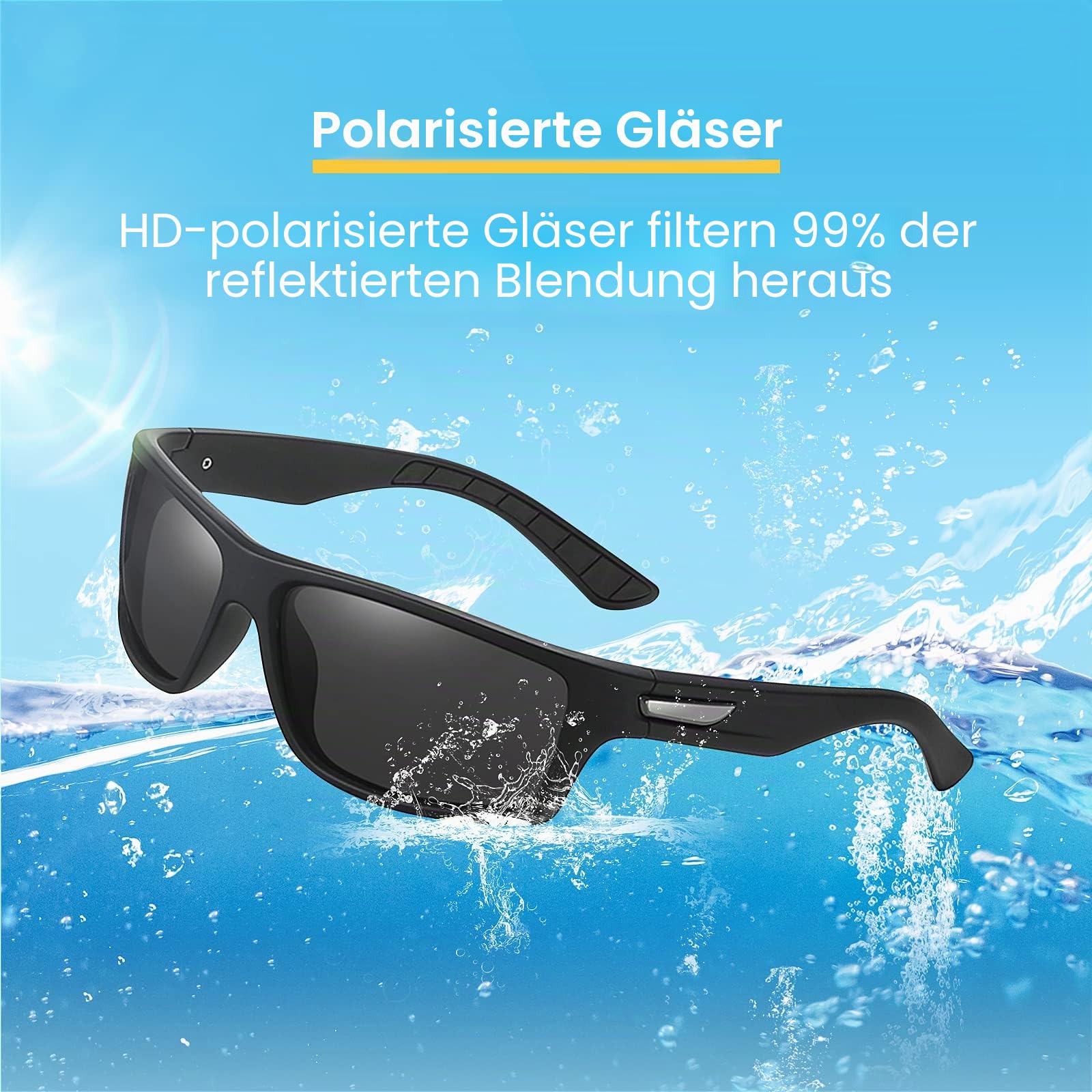 Sport Sonnenbrille Herren Polarisierte Sportbrille für Herren Damen zum Angeln Fahrrad Golfen Laufen UV400 Schutz
