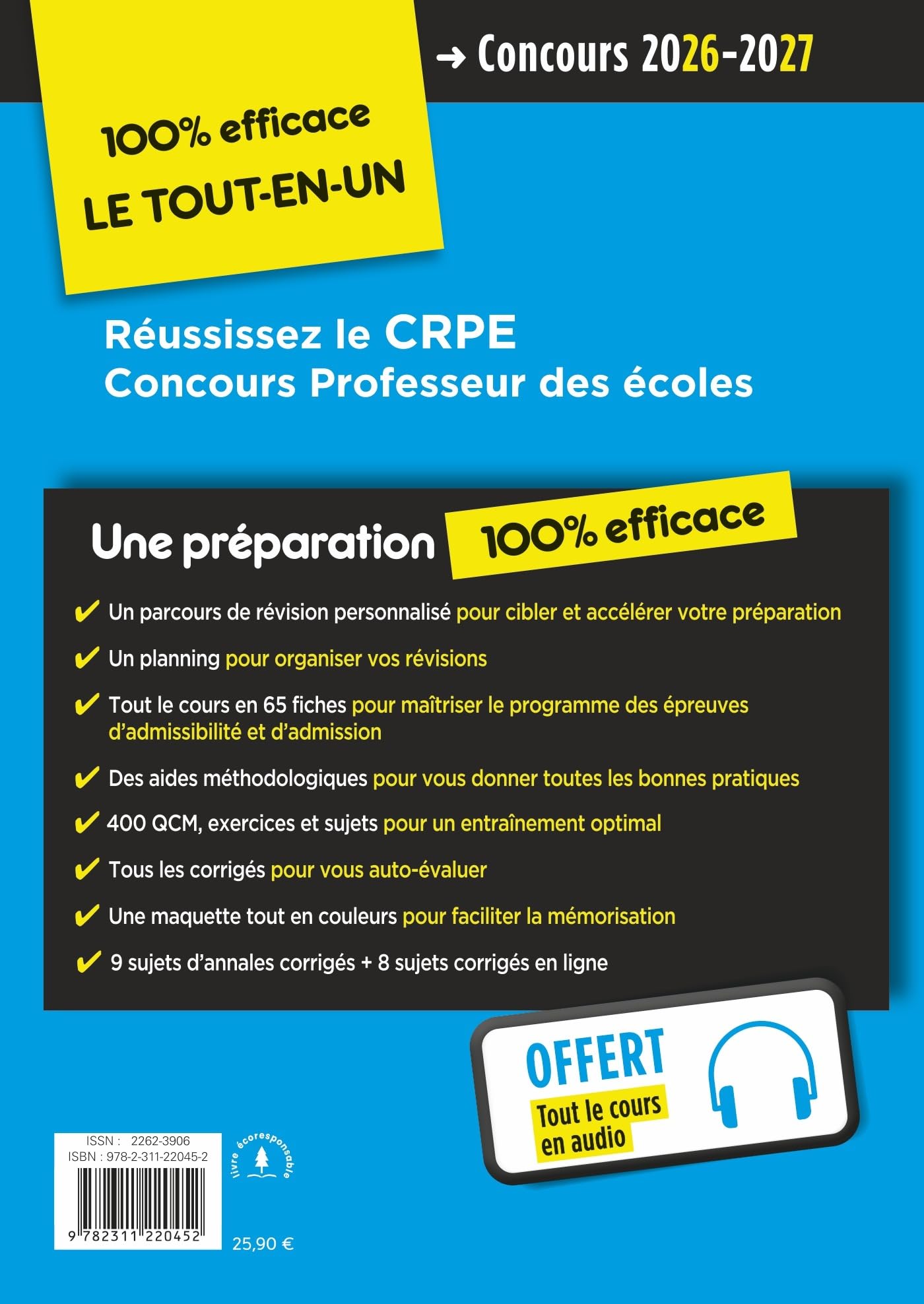 CRPE 2026-2027 - 100 % efficace Préparation rapide et complète aux épreuves écrites et orales (M1 et M2) + Cours en audio: Français, Mathématiques, Leçon, Entretien