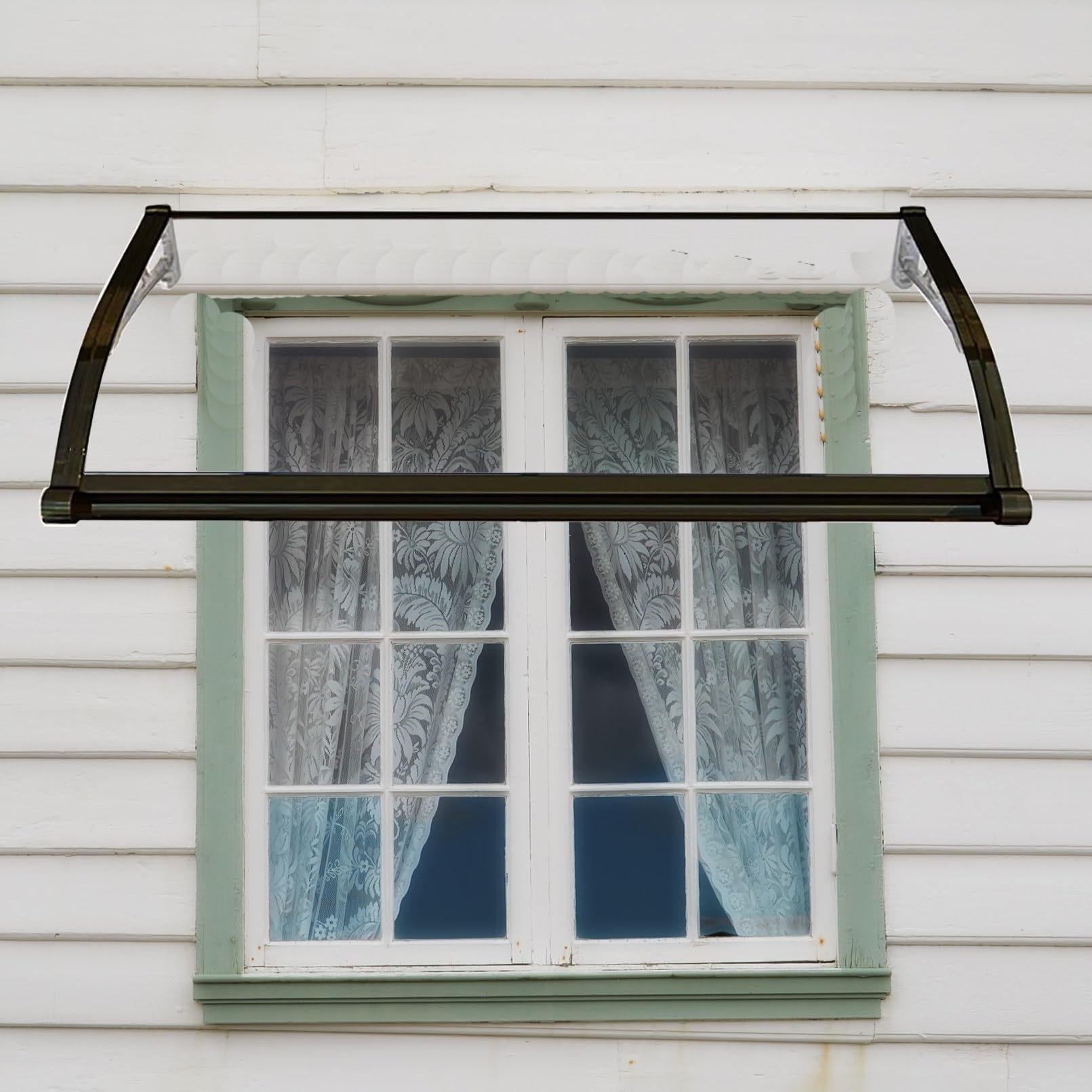 LWJSOCP Aluminum Canopy Awning for Entrance Door Polycarbonate Window Shade Self Cleaning & Quiet 100x100cm Outdoor Protection Stylish Patio Cover Weather Resistant