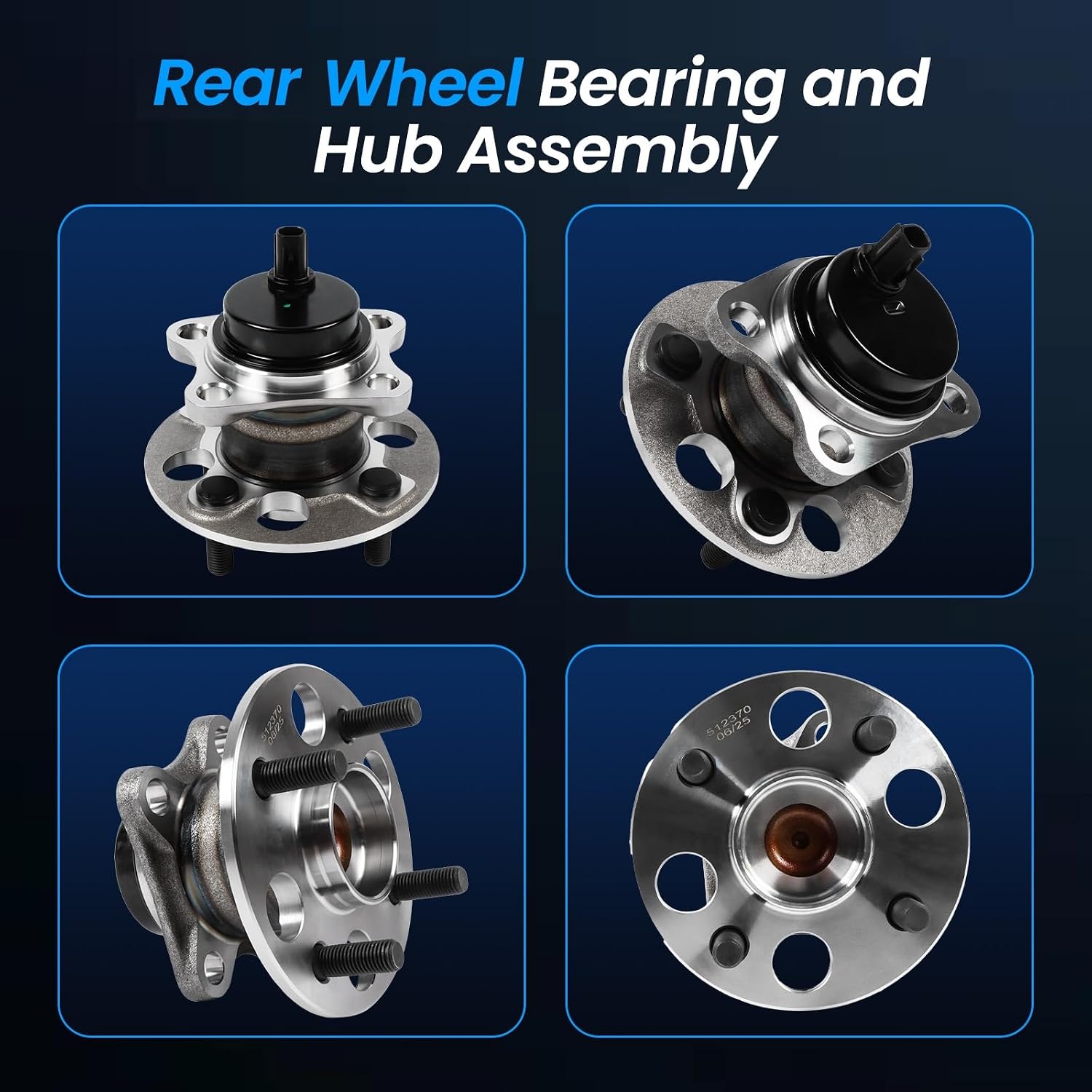 1 PC Rear Wheel Bearing and Hub Assembly 512370 4245052060 Fit for 2006-2014 Yaris, 2012-2019 Prius C, 2013 iQ All Models 4-Lug with ABS Sensor Rear Left or Right