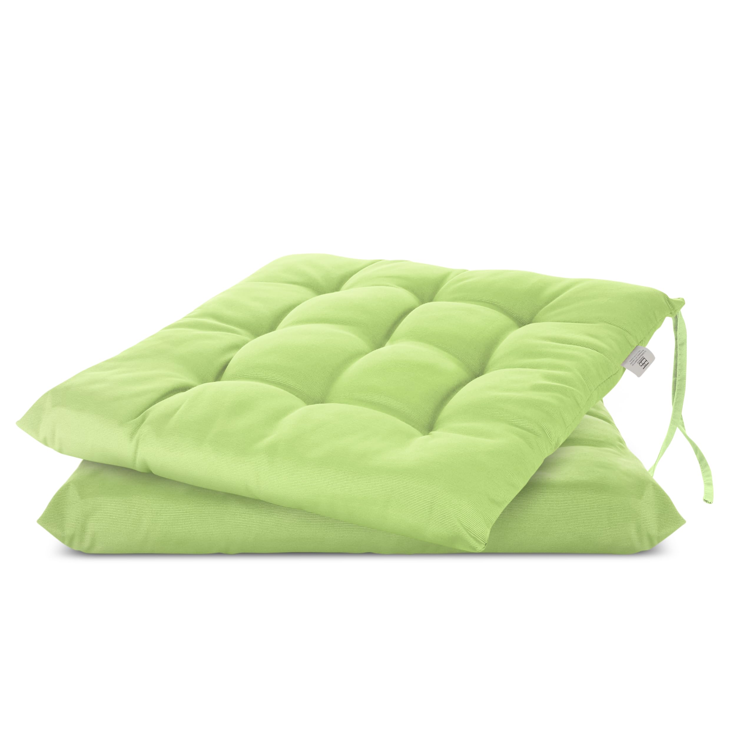 Brandsseller Juego de 2 Cojín de asiento 40x40 cm Cojín para silla Colchoneta para silla con Correas de Sujeción Cojín decorativo para interior y exterior acolchado - Verde