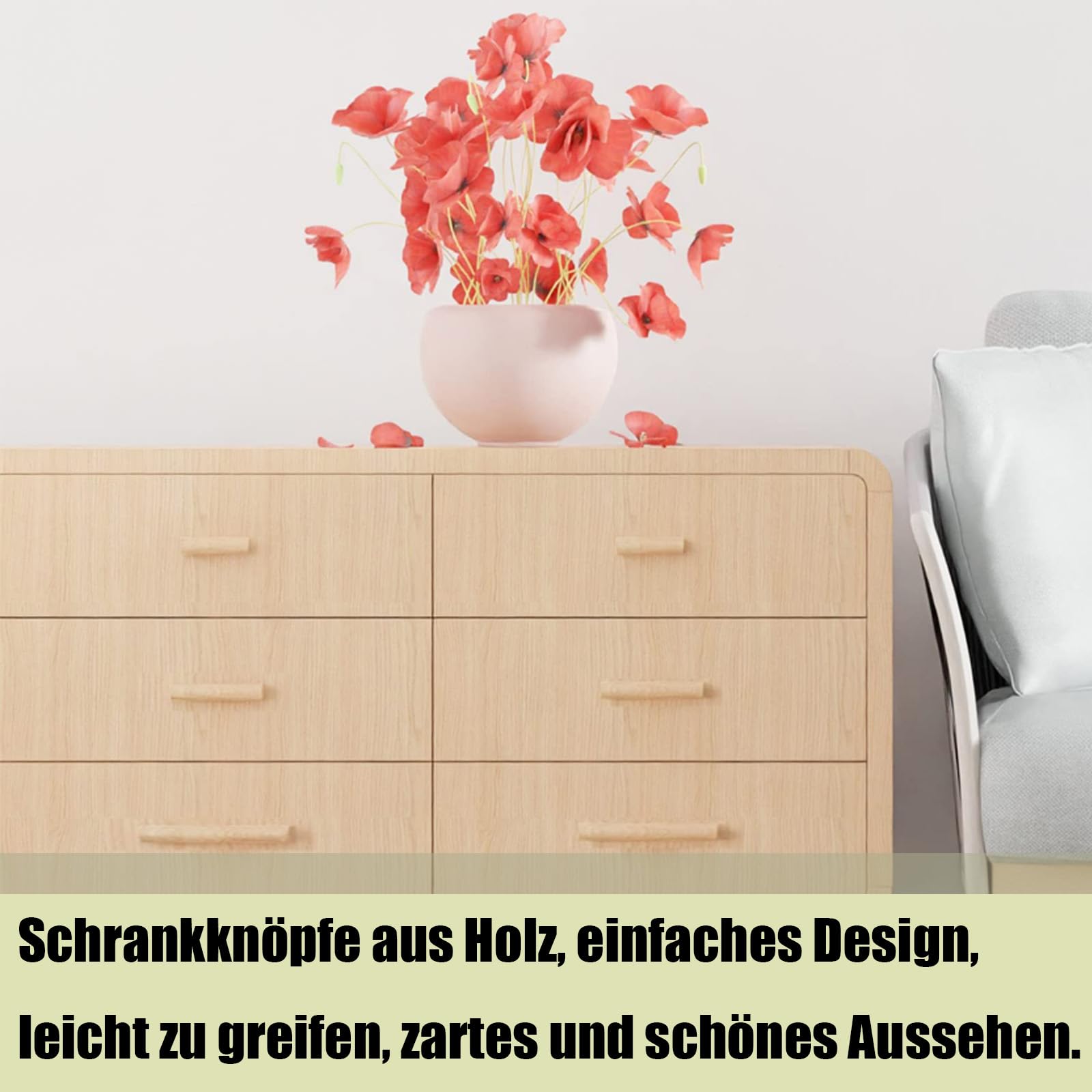 6 sztuk drewnianych uchwytów meblowych, do szafek, ze śrubami, szuflady, szafka kuchenna z litego drewna z uchwytami, rozstaw otworów 128 mm, do szaf, łazienek, biur i kuchni