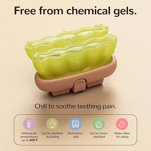 Miniatura 4 de 2 piezas de juguete mordedor para bebé, alivio de la dentición rellenable de agua para bebés de 0 a 12 meses, juguetes de silicona para dentición