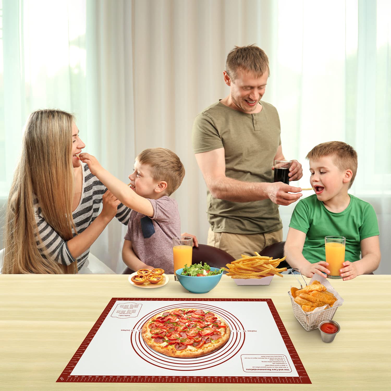 Silikon-Gebäck-Backmatte, 71.1x50.8 cm, extra groß, antihaftbeschichtet, Teigrolle, wiederverwendbar, rutschfest, Fondant, Theke, Ofenmatte, Pizza, Backzubehör für die Küche