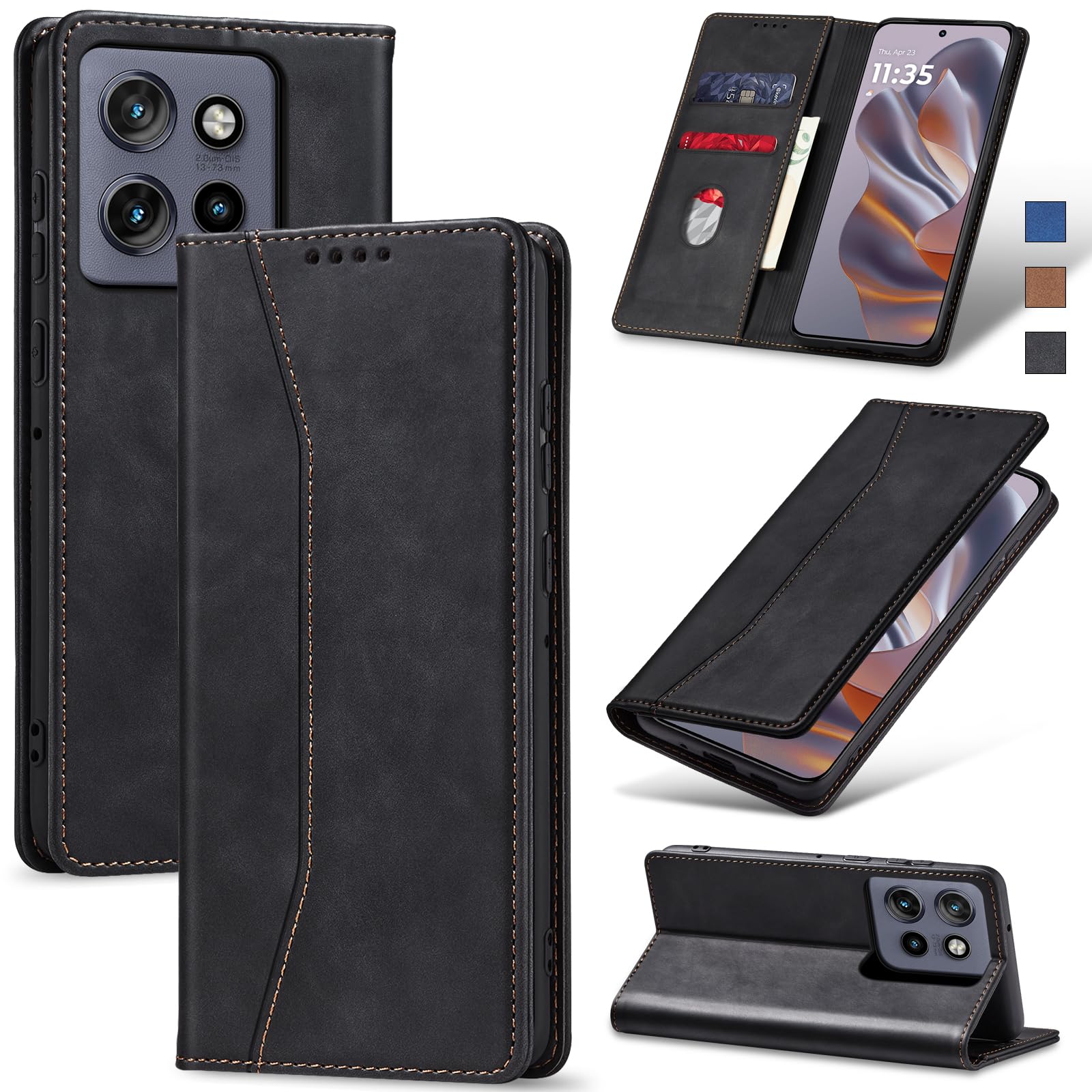 Custodia Portafoglio Per Motorola Edge 50 Neo - Pelle PU, Vetro Temperato, Supporto Stand