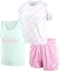 New Balance Girls Active Shorts Set - 3 Piece Performance T-Shirt, Tank Top, and Gym Shorts - Summer Outfit for Girls 7-12