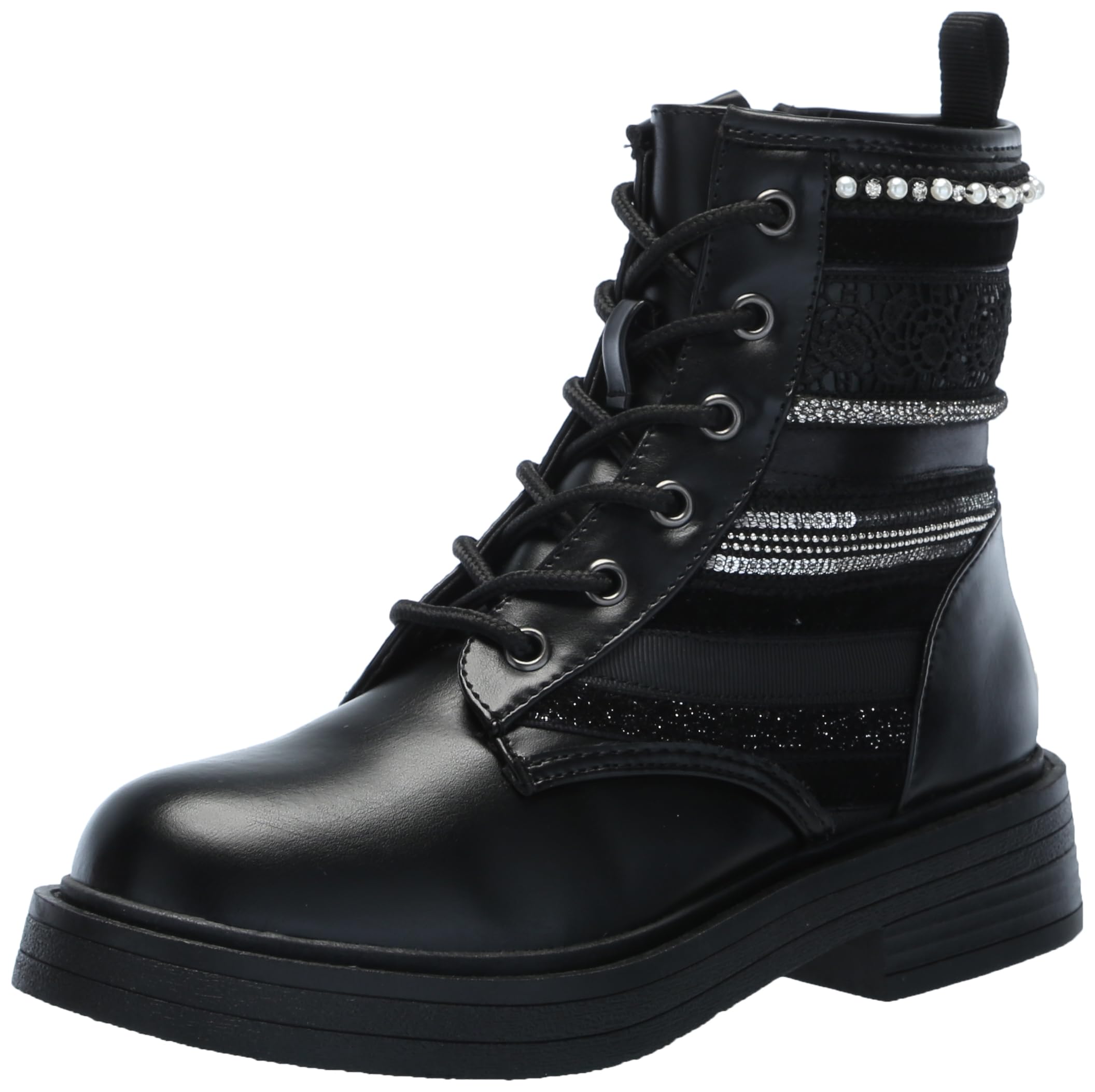 Steve Madden Girl's Combat Boot with Block Heel