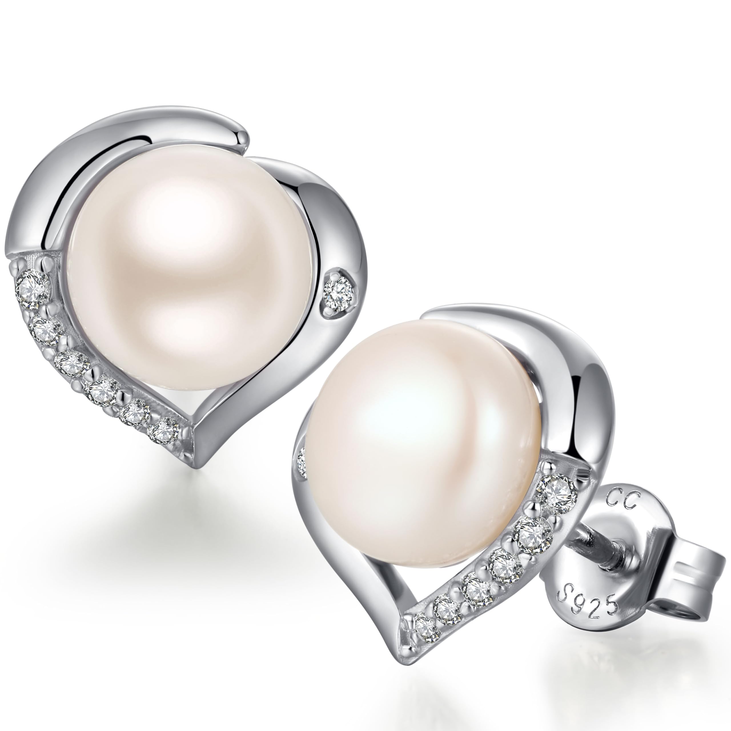 jiamiaoi Perlenohrringe Silber 925 Stecker Damen Ohrringe Silber Perlen 8mm-12mm