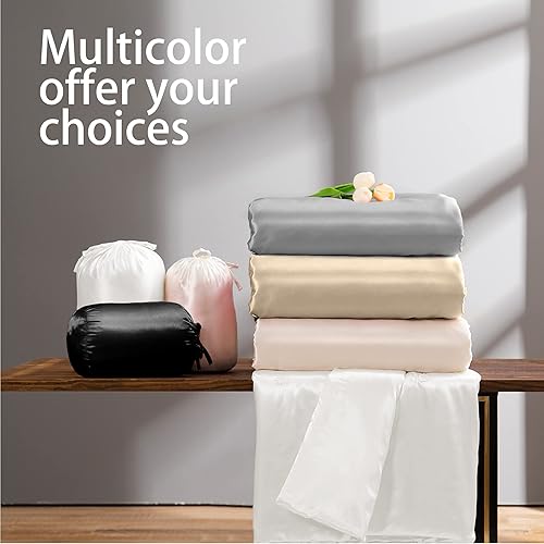 Miniatura 6 de Vonty Manta de satén blanco marfil de 50 x 60 pulgadas (con flores pequeñas), manta refrescante y sedosa, manta de punto trenzado sin arrugas para