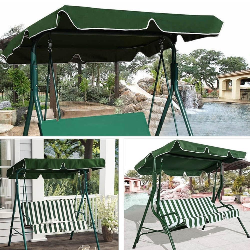 Toit De Rechange pour Balancelle De Jardin Anti-UV 164x114cm 190x120cm Housse De Toit pour Balancelle 2 3 Places Toit De Remplacement pour Balançoire(Grey,75x47in-190x120cm)