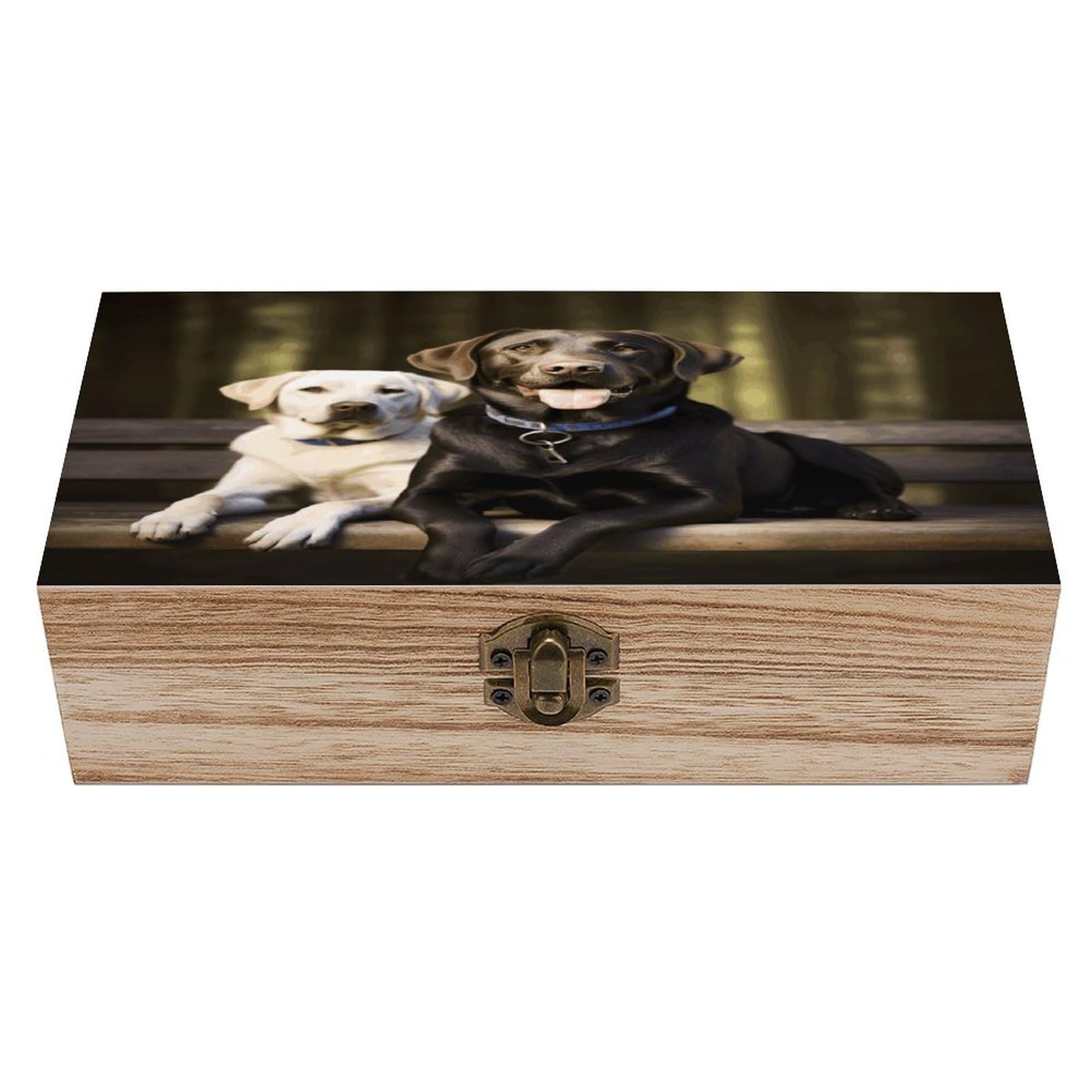 VstaDank Labrador Wooden Storage Box with Hinged Lid Natural Wooden Box Beautifully Keepsake Boxes Vintage Wood Boxes Jewelry Organizer Trinket Storage Chest Unique Gift