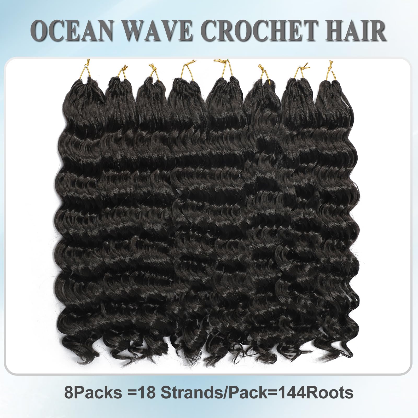 AMLUCKS Ocean Wave Crochet Hair 8 Packs Pre Looped Short GoGo Curl Crochet Hair Ombre Curly Deep Wavy Twist Braids Synthetic Braiding Hair Extensions for Women (4# - Image 3