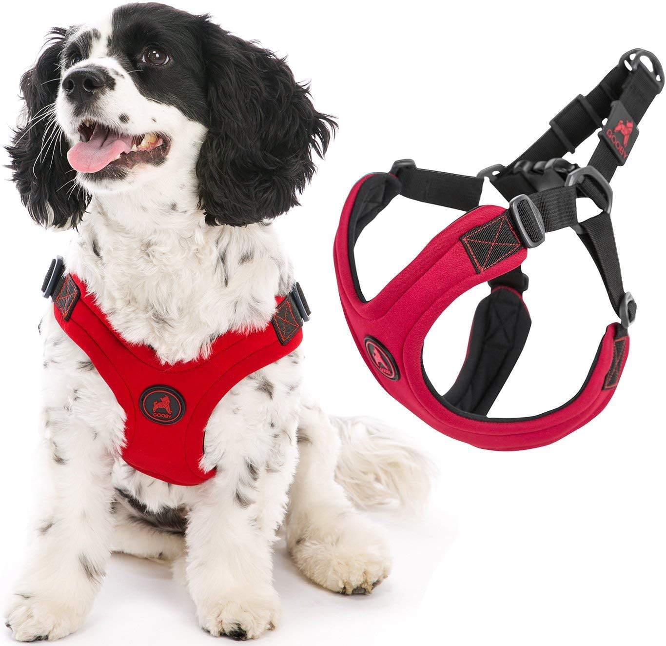 Gooby Escape Free Sport Harness, Red, Small, No Choke Step-in Patented Neoprene Dog Harness with Four-Point Adjustment